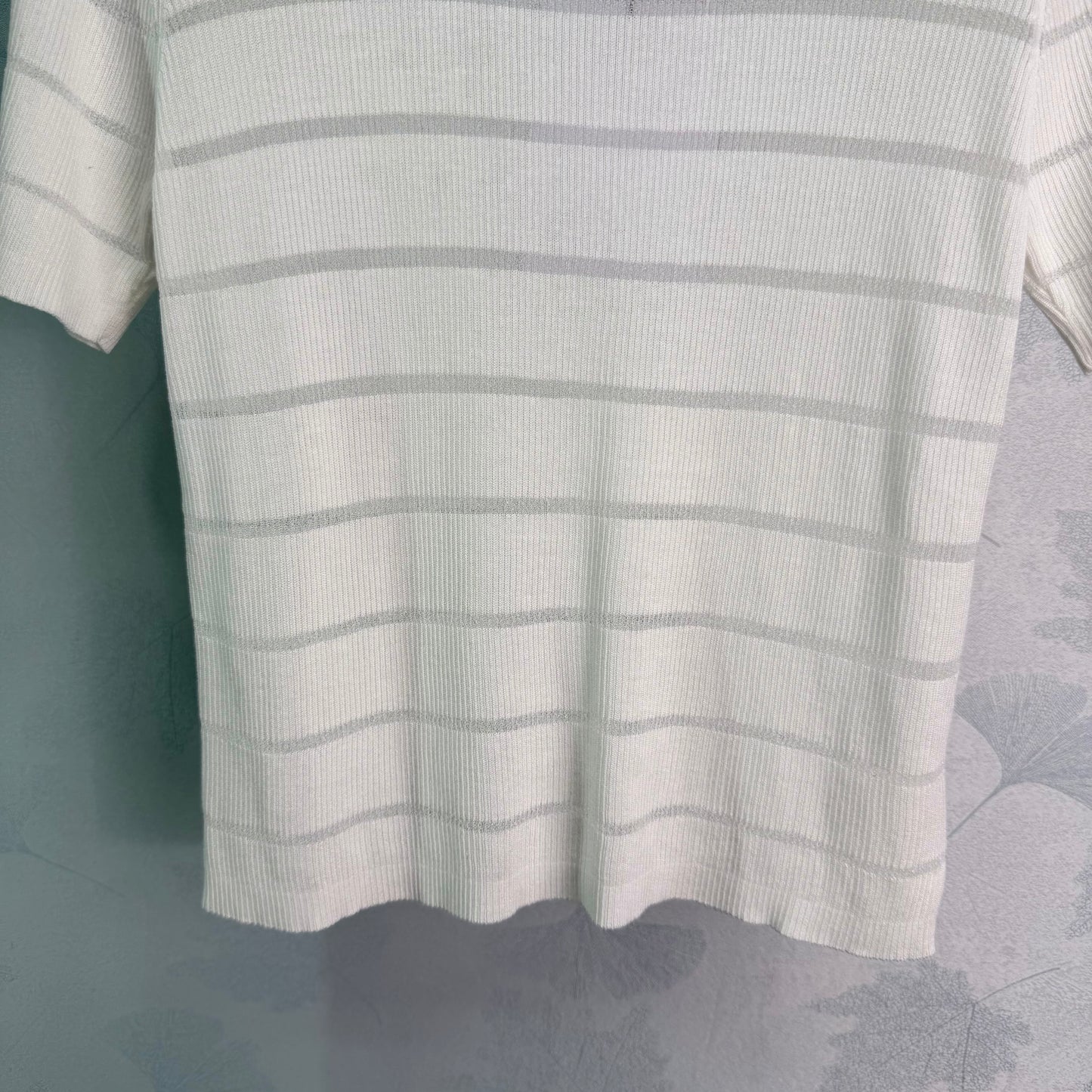 26SS NEW Round neck + metal double C logo striped knitted short sleeves