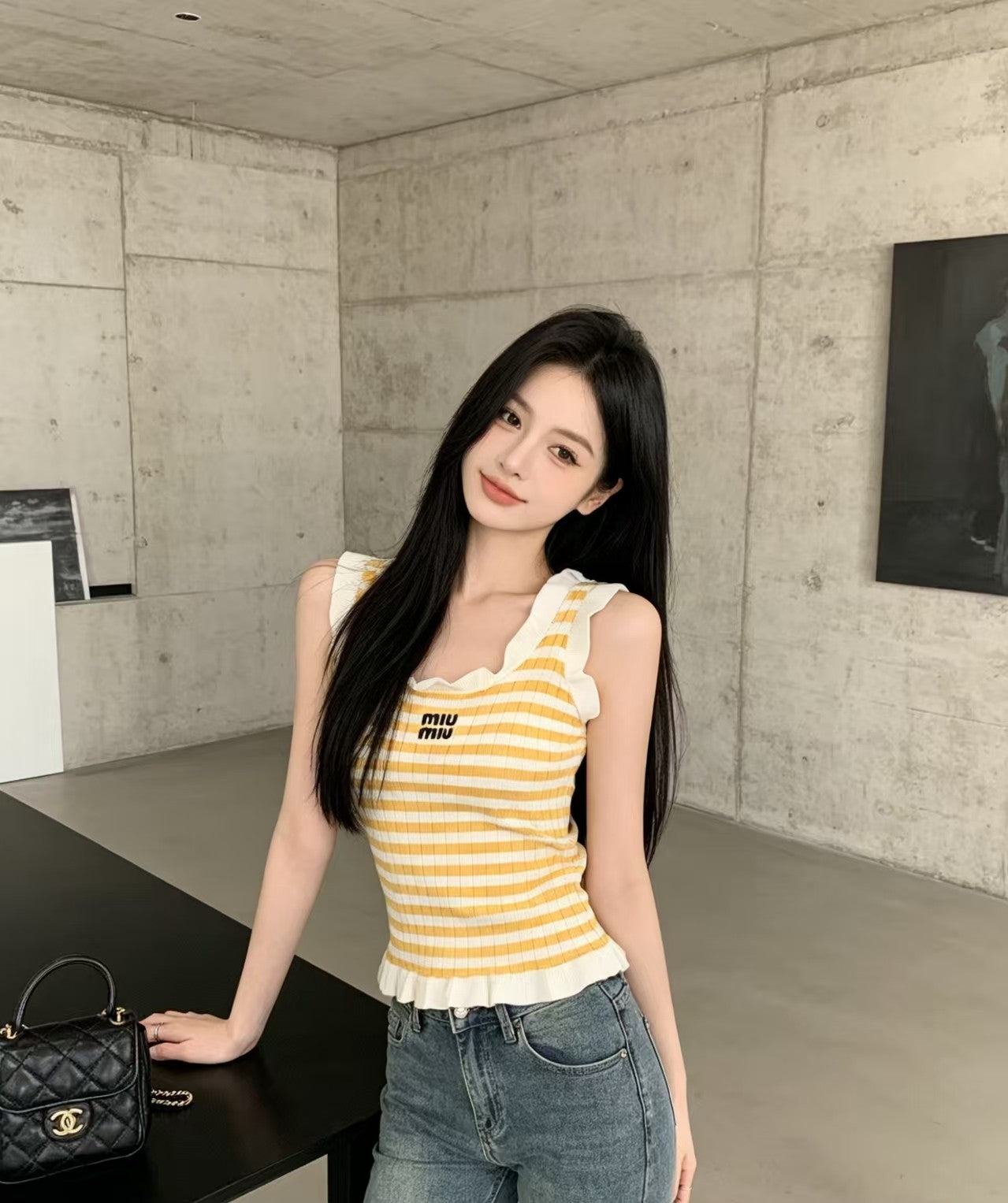 26SS NEW Striped knitted vest