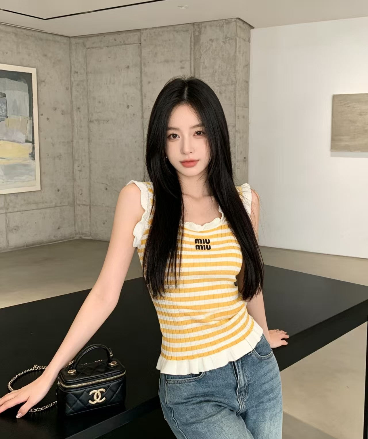 26SS NEW Striped knitted vest