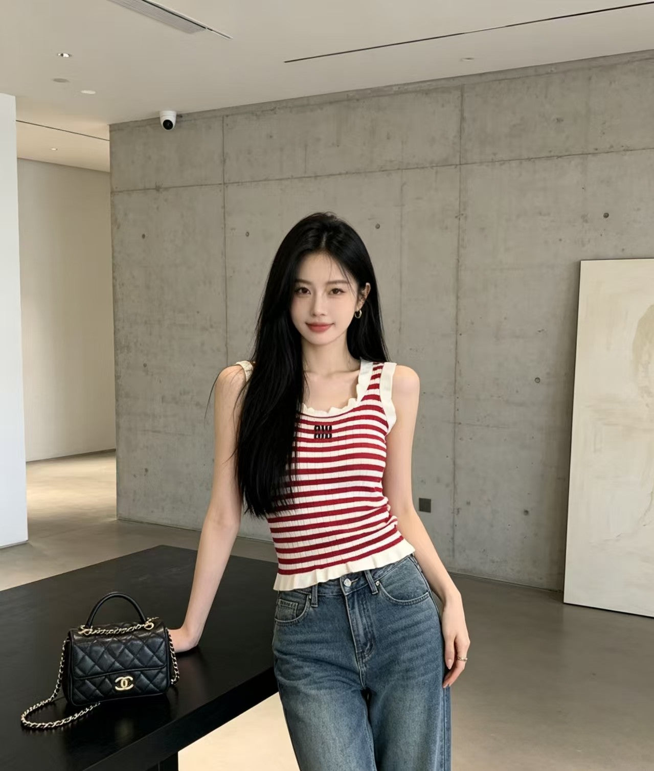 26SS NEW Striped knitted vest