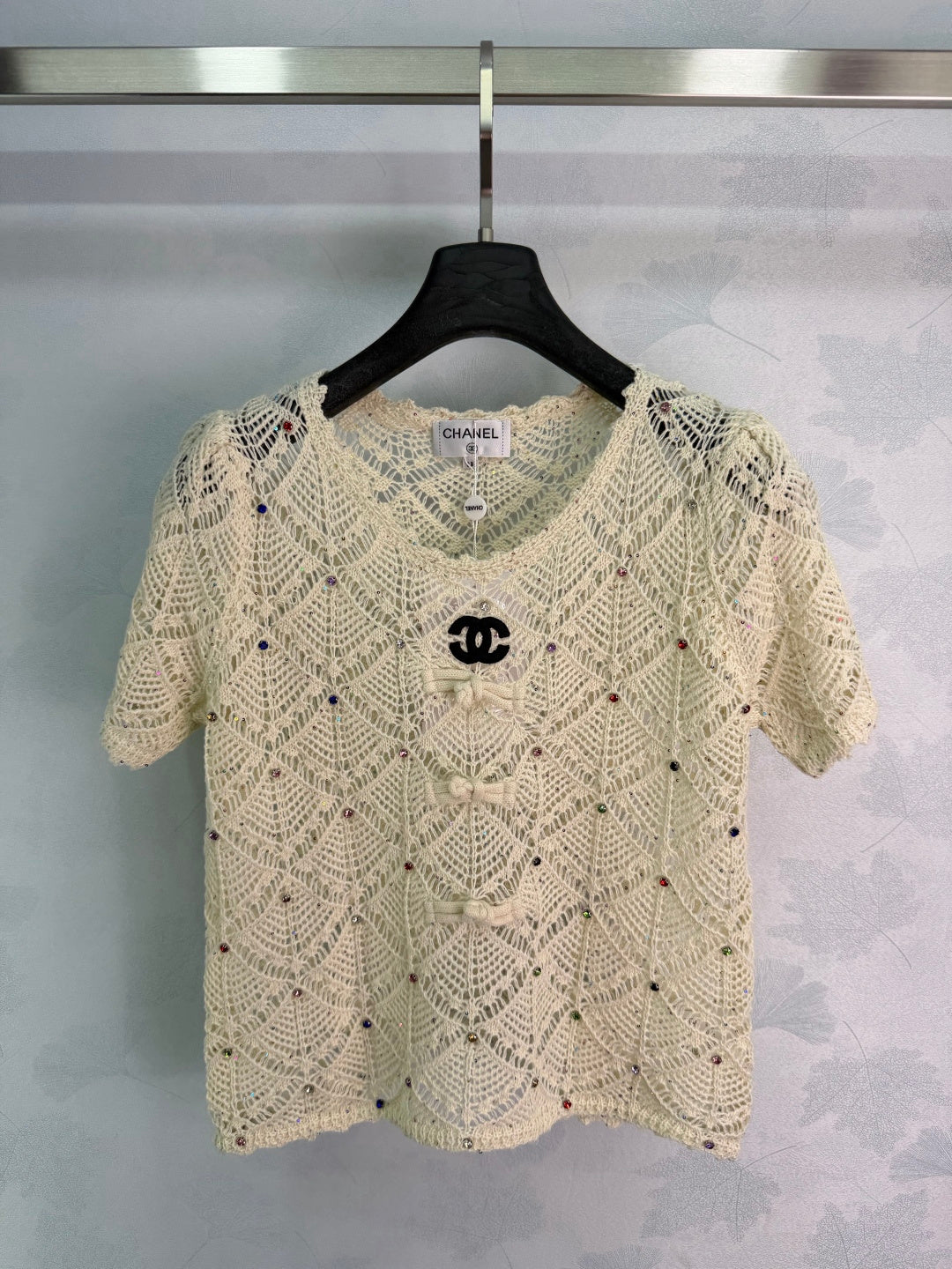 26SS NEW Off-white hollow knitted short sleeves
