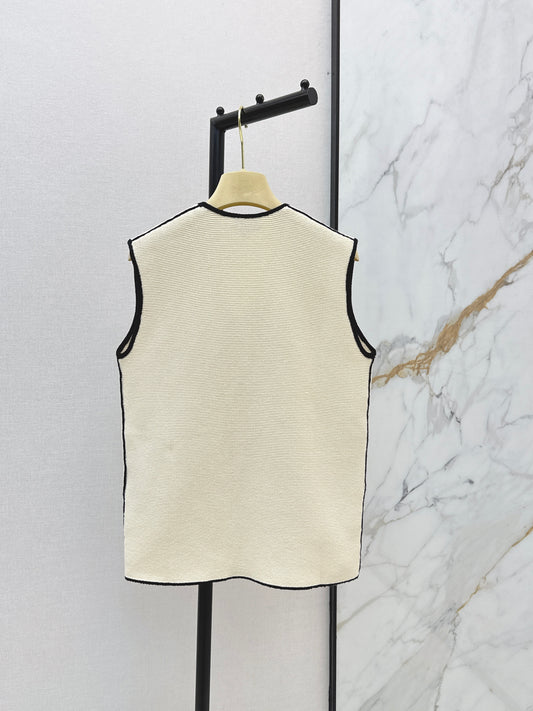26SS NEW Contrast color trim V-neck knitted vest