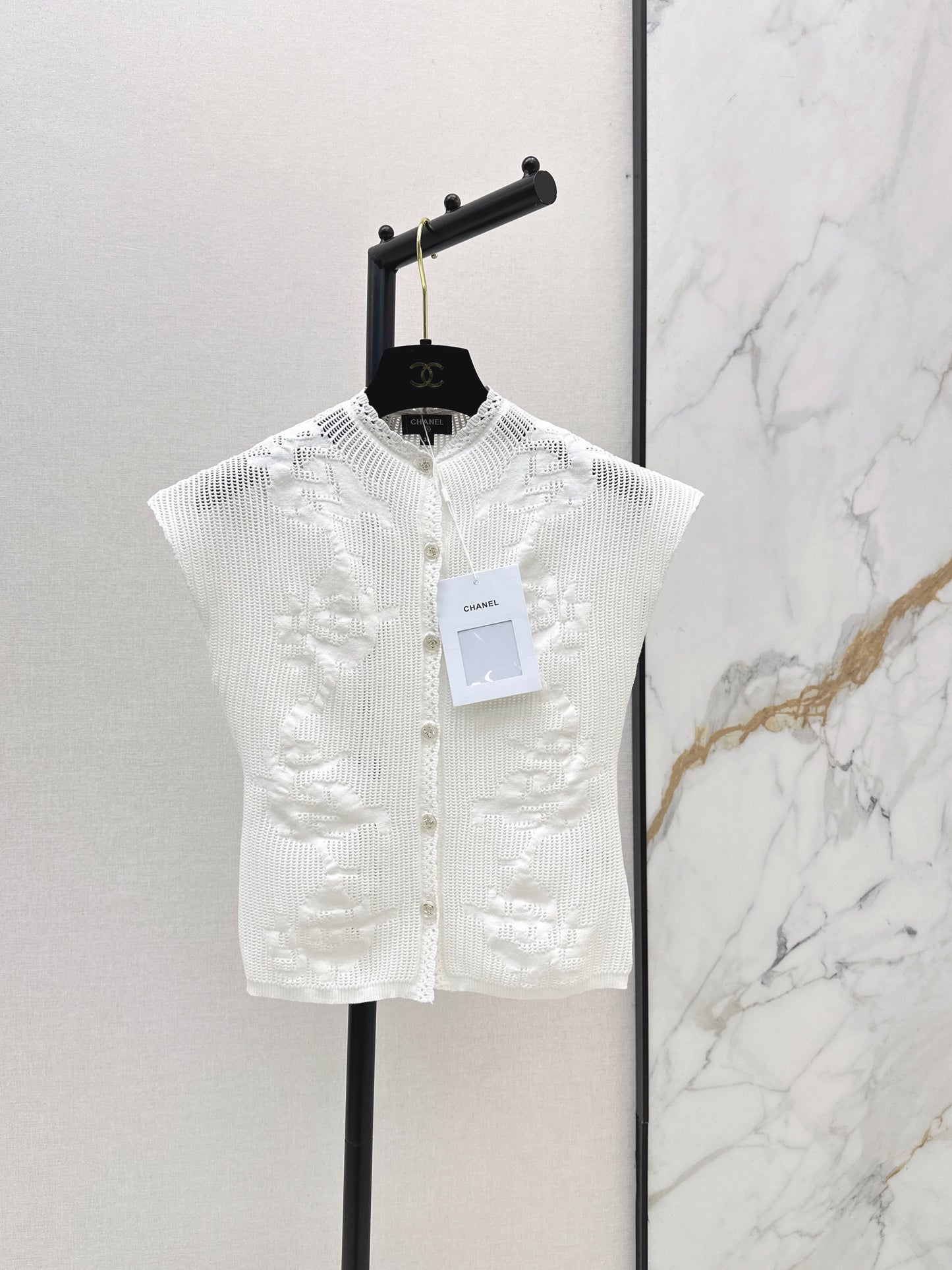 26SS NEW Medieval style stand collar drop shoulder hollow top