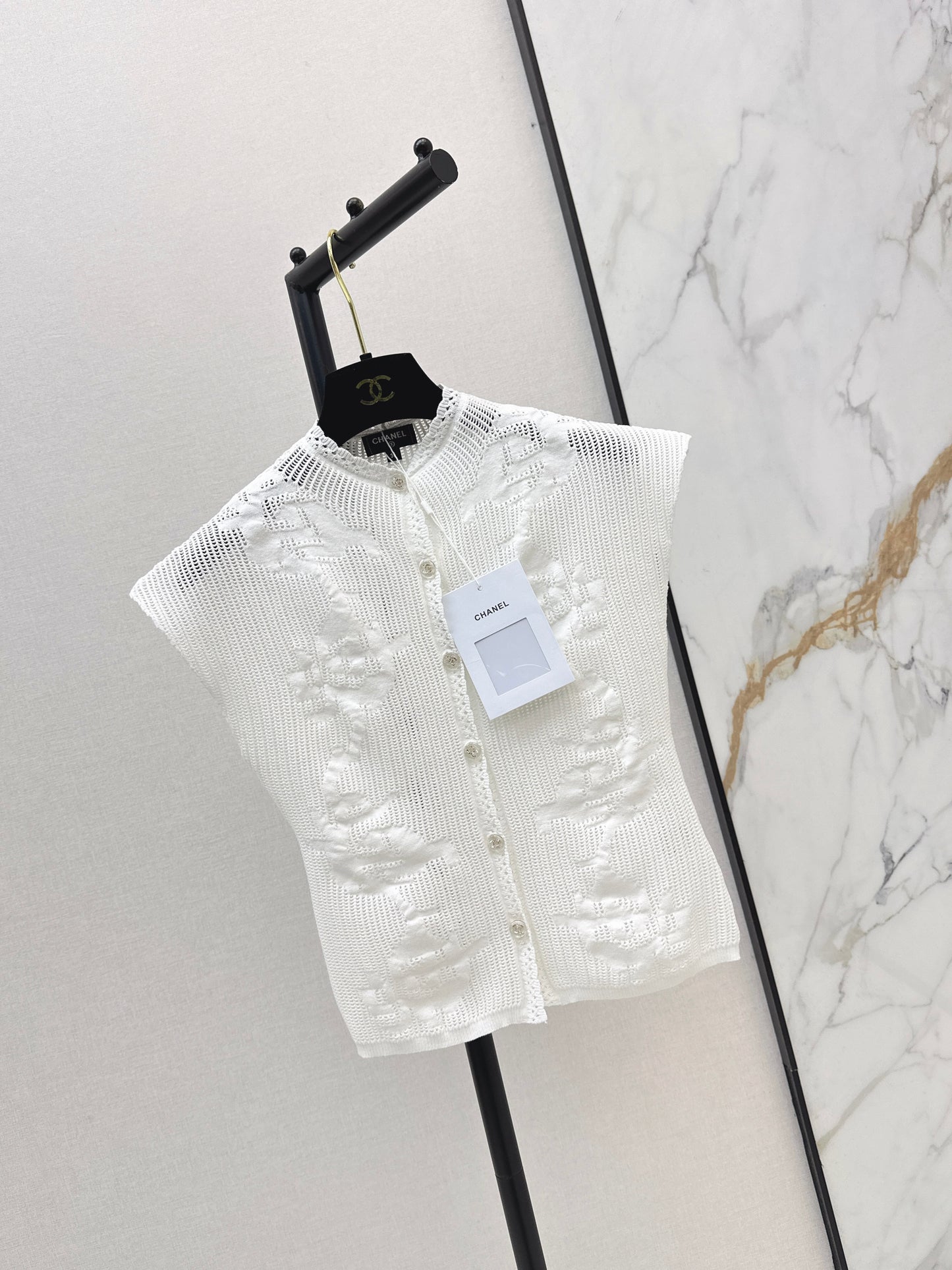 26SS NEW Medieval style stand collar drop shoulder hollow top