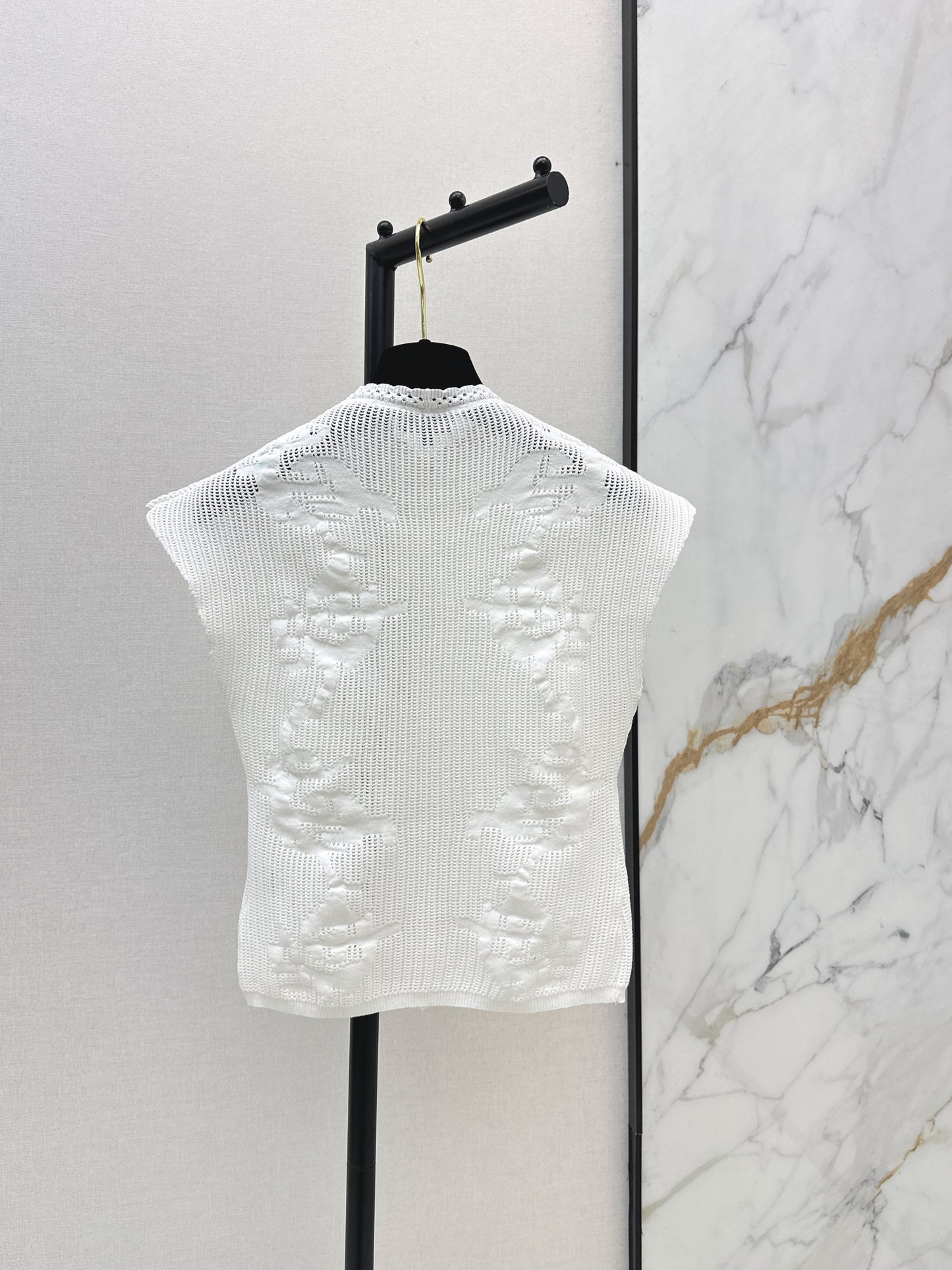 26SS NEW Medieval style stand collar drop shoulder hollow top