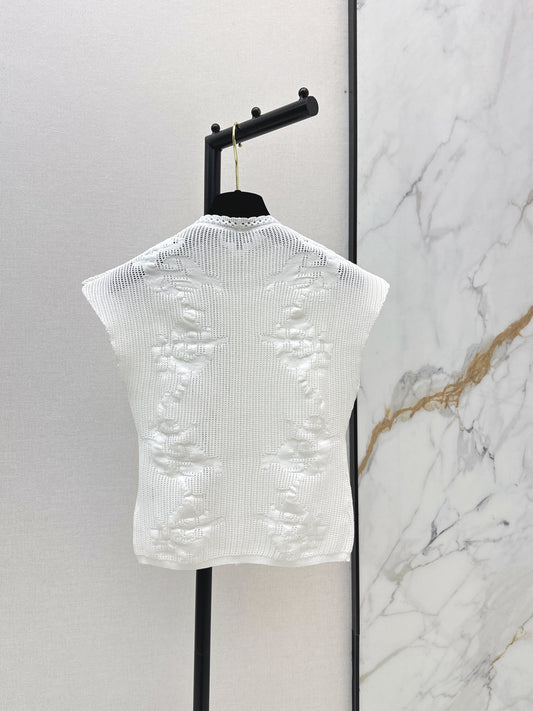 26SS NEW Medieval style stand collar drop shoulder hollow top