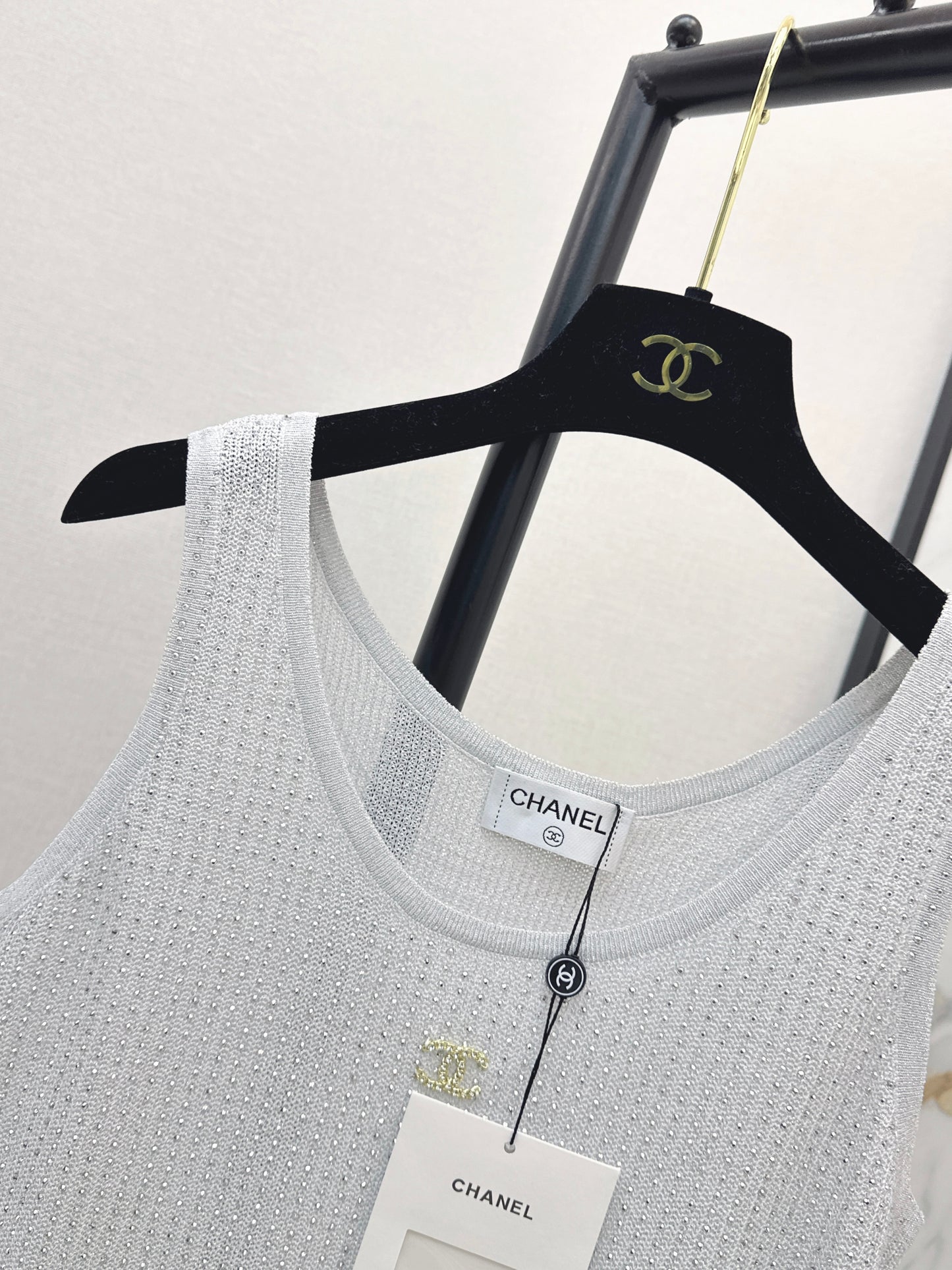 26SS NEW Hot rhinestone knitted vest