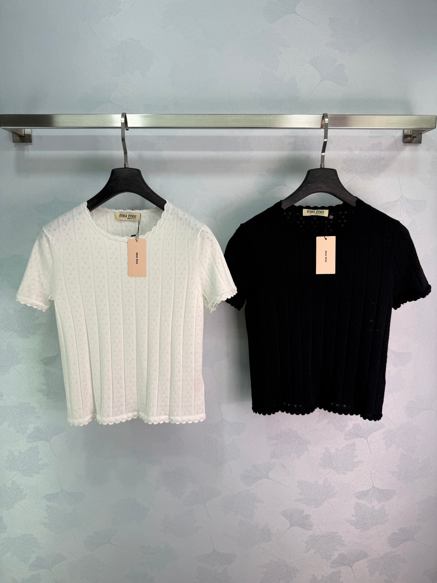 26SS NEW Hollow vertical striped knitted short sleeves