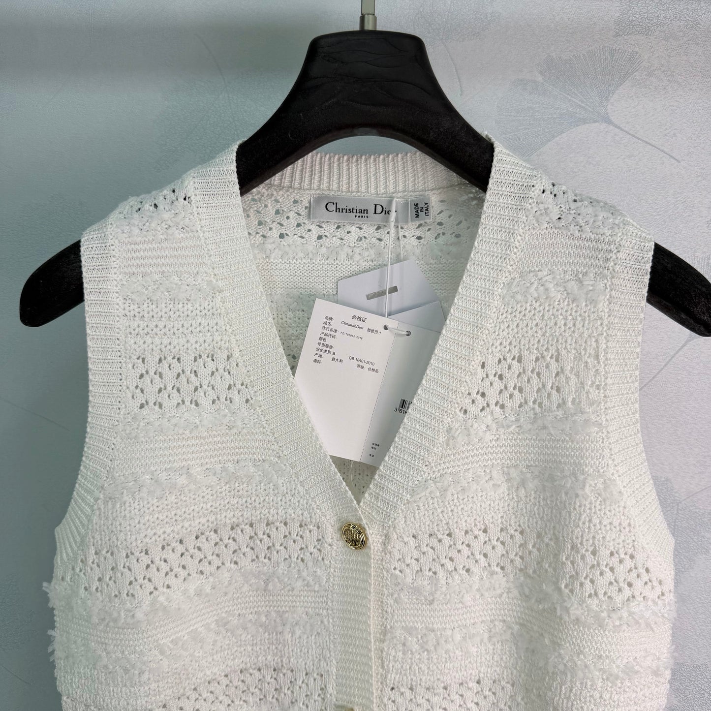 26SS NEW White hollow knitted vest