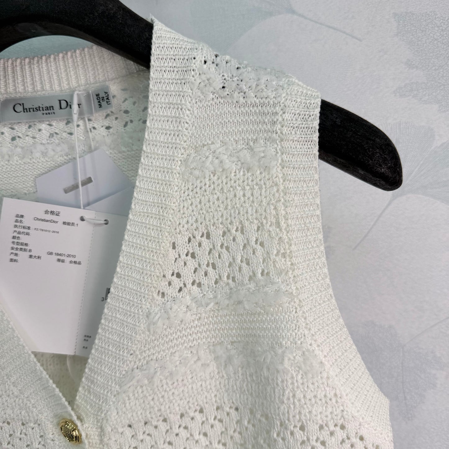 26SS NEW White hollow knitted vest