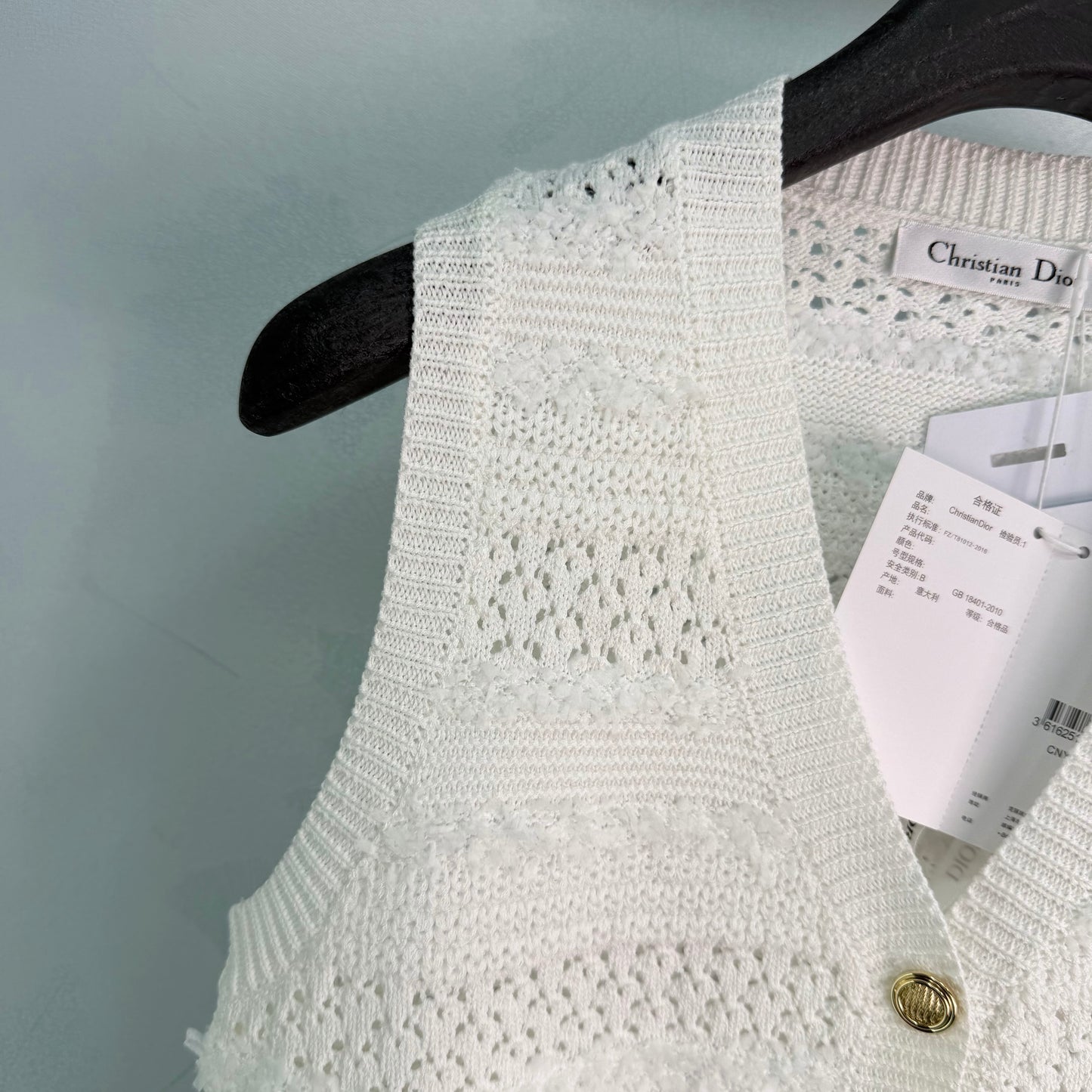 26SS NEW White hollow knitted vest