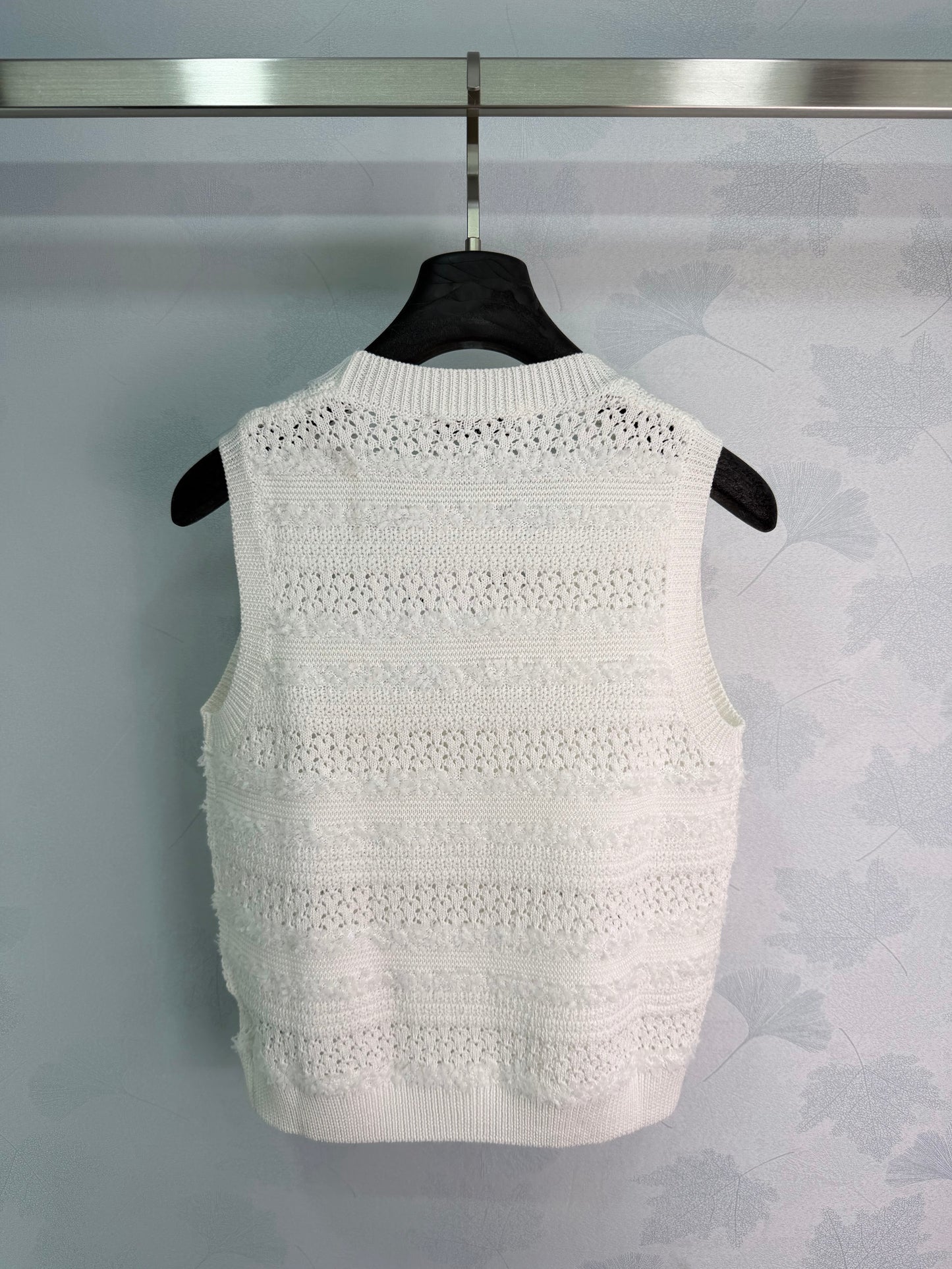 26SS NEW White hollow knitted vest