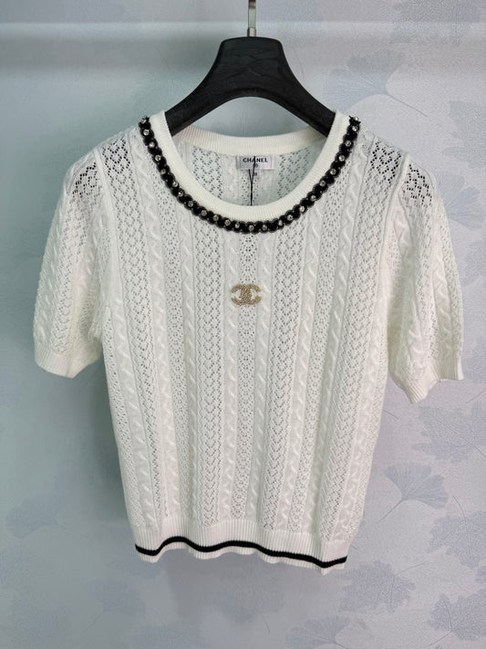 26SS NEW Hollow crew neck sweater