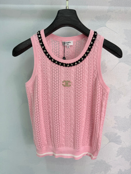 26SS NEW Hollow round neck knitted vest