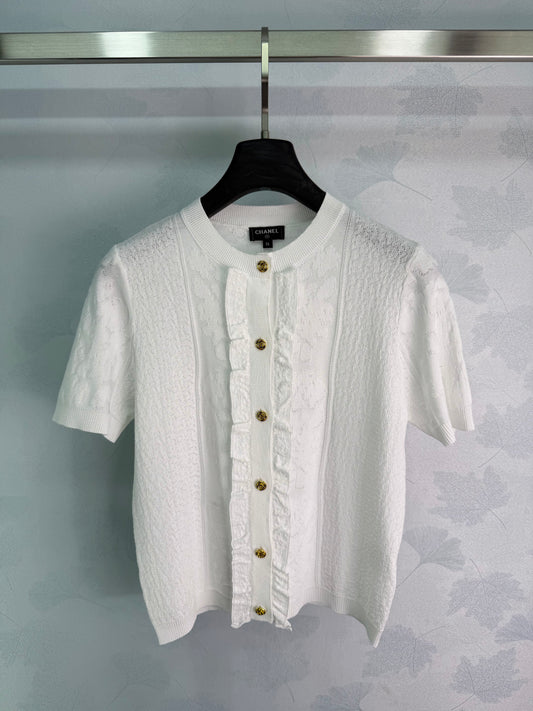26SS NEW White Knitted Short Sleeve