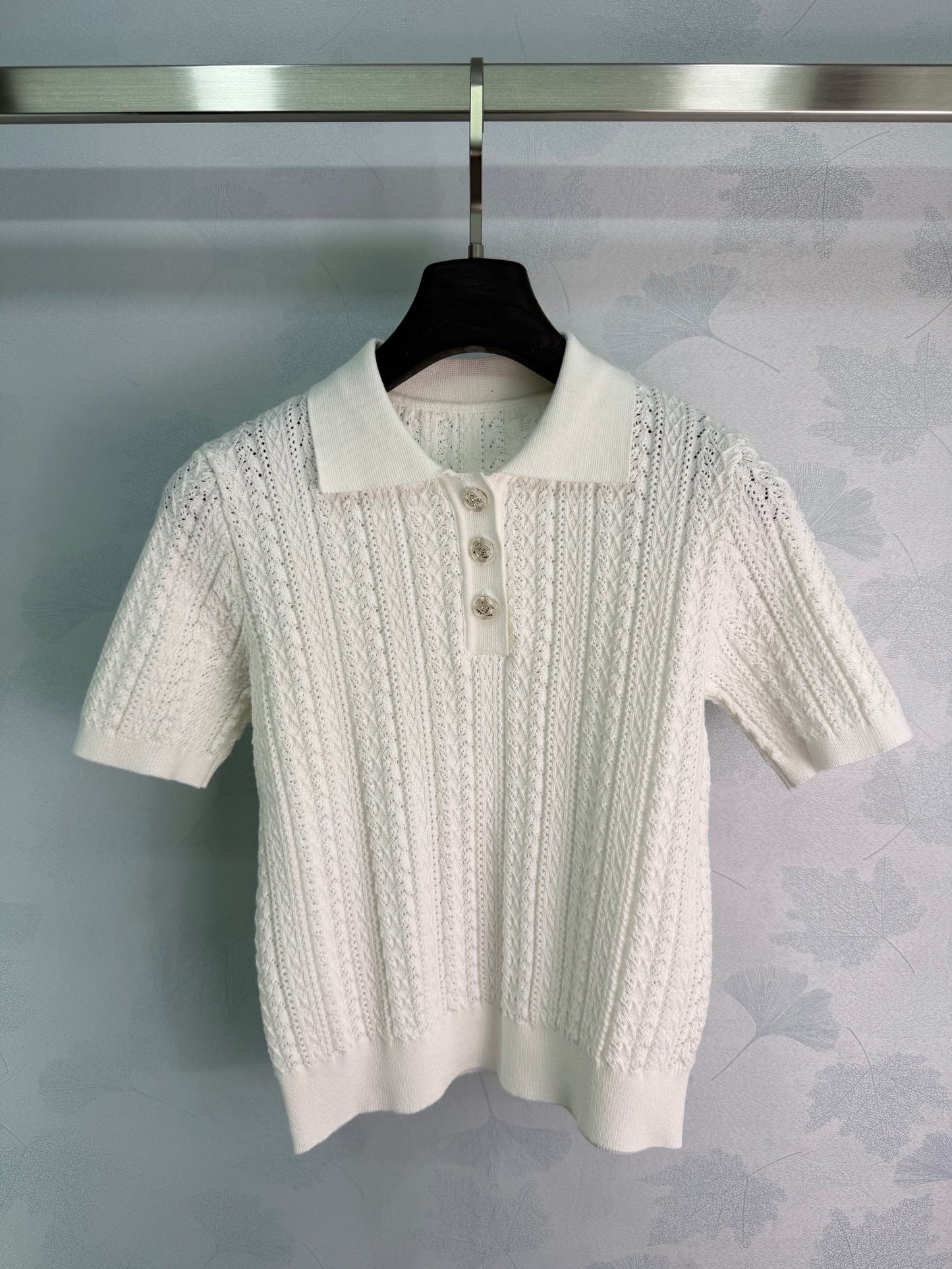 26SS NEW Hollow Fried Dough Twists Knitted Polo Shirt