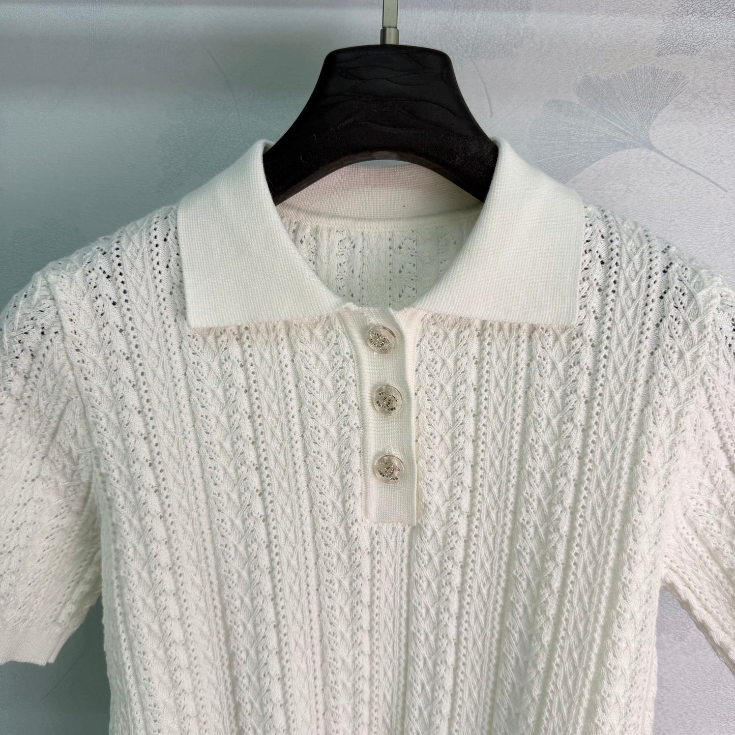 26SS NEW Hollow Fried Dough Twists Knitted Polo Shirt