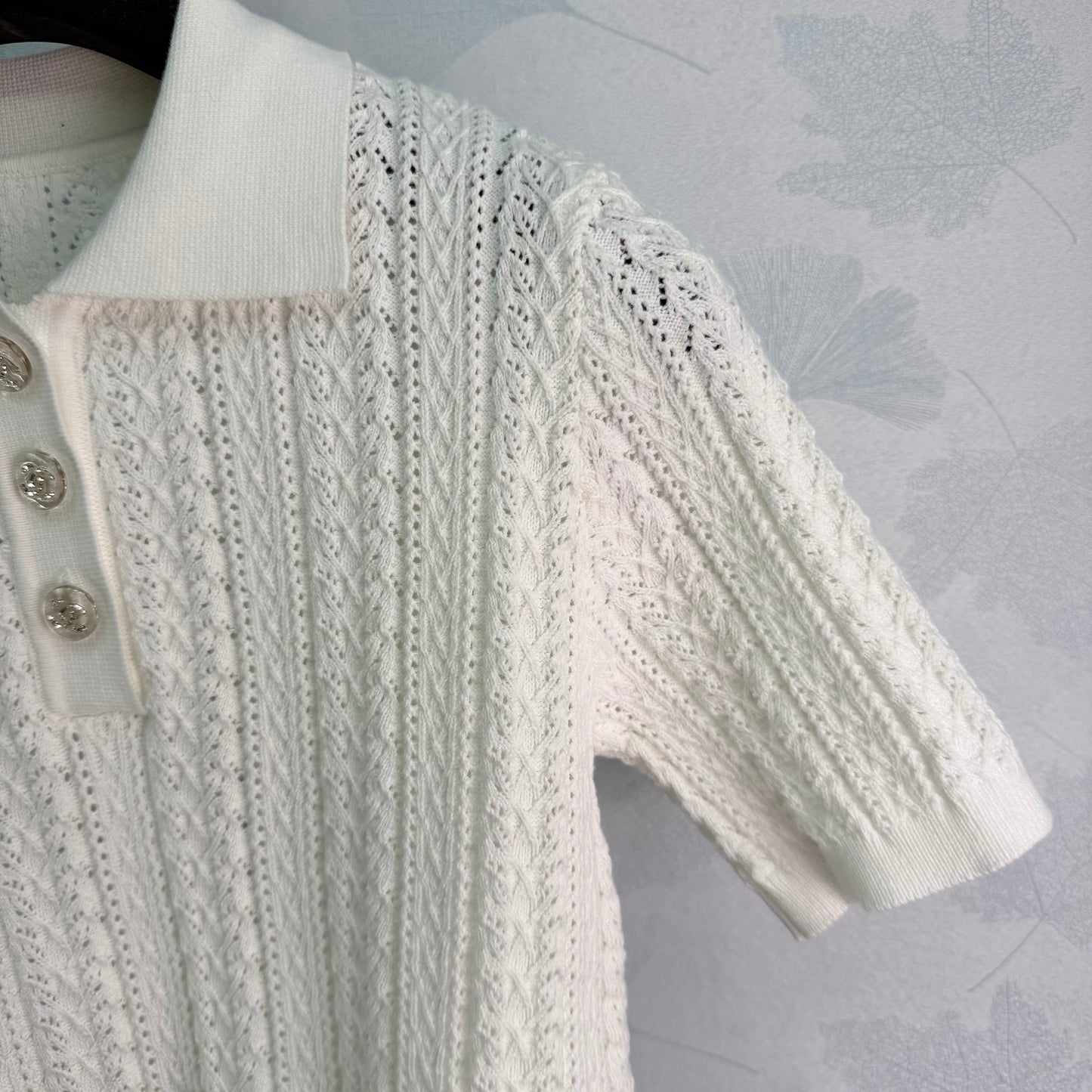 26SS NEW Hollow Fried Dough Twists Knitted Polo Shirt