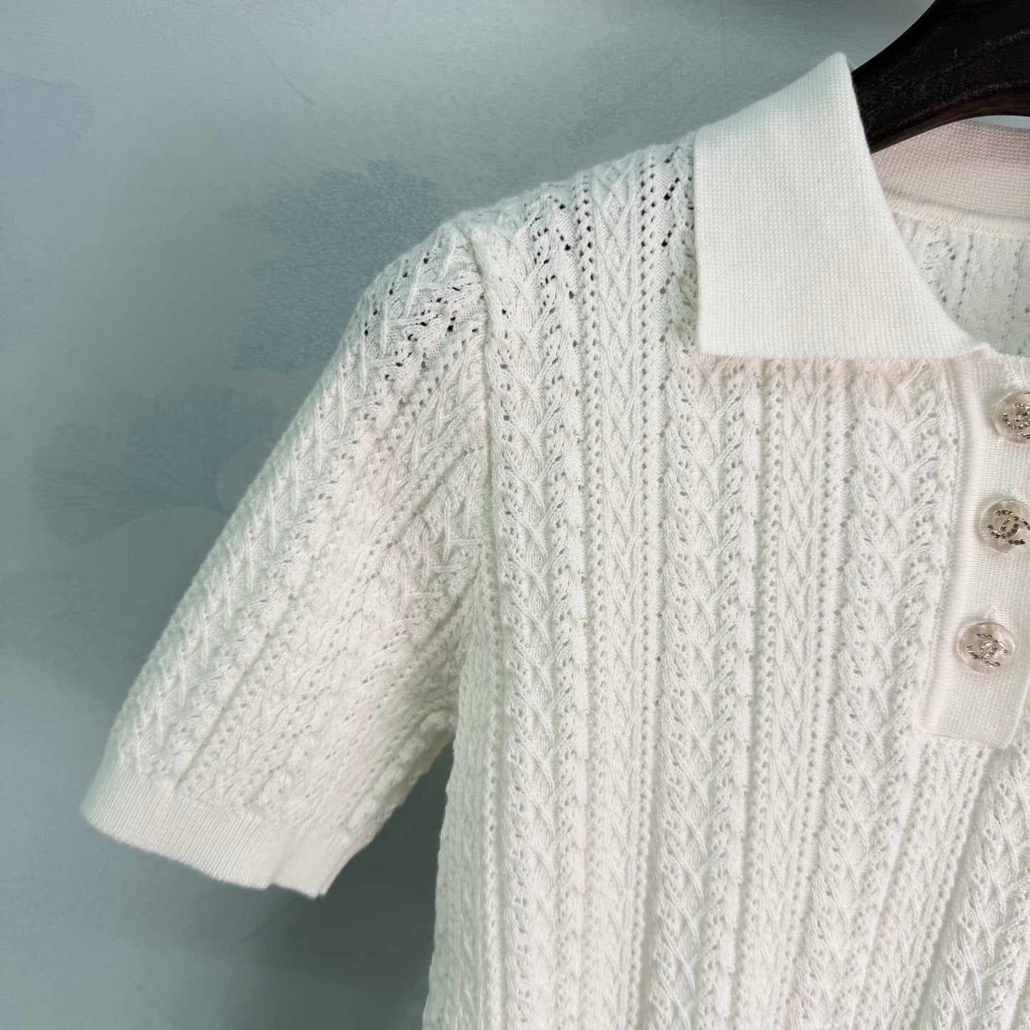 26SS NEW Hollow Fried Dough Twists Knitted Polo Shirt