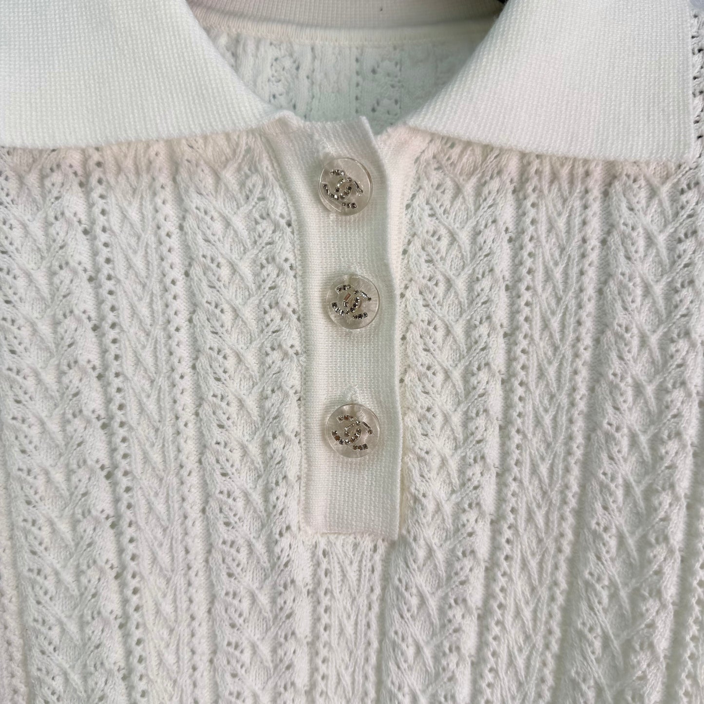 26SS NEW Hollow Fried Dough Twists Knitted Polo Shirt