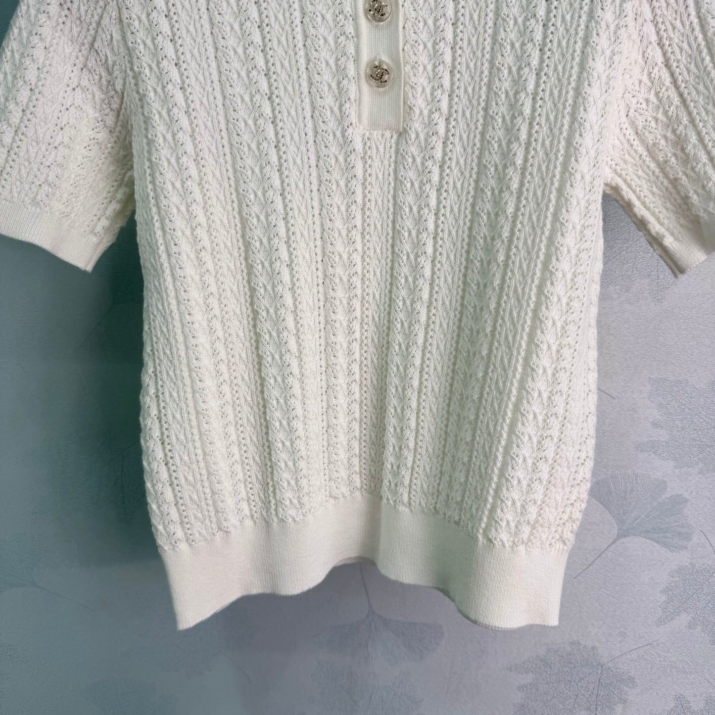 26SS NEW Hollow Fried Dough Twists Knitted Polo Shirt