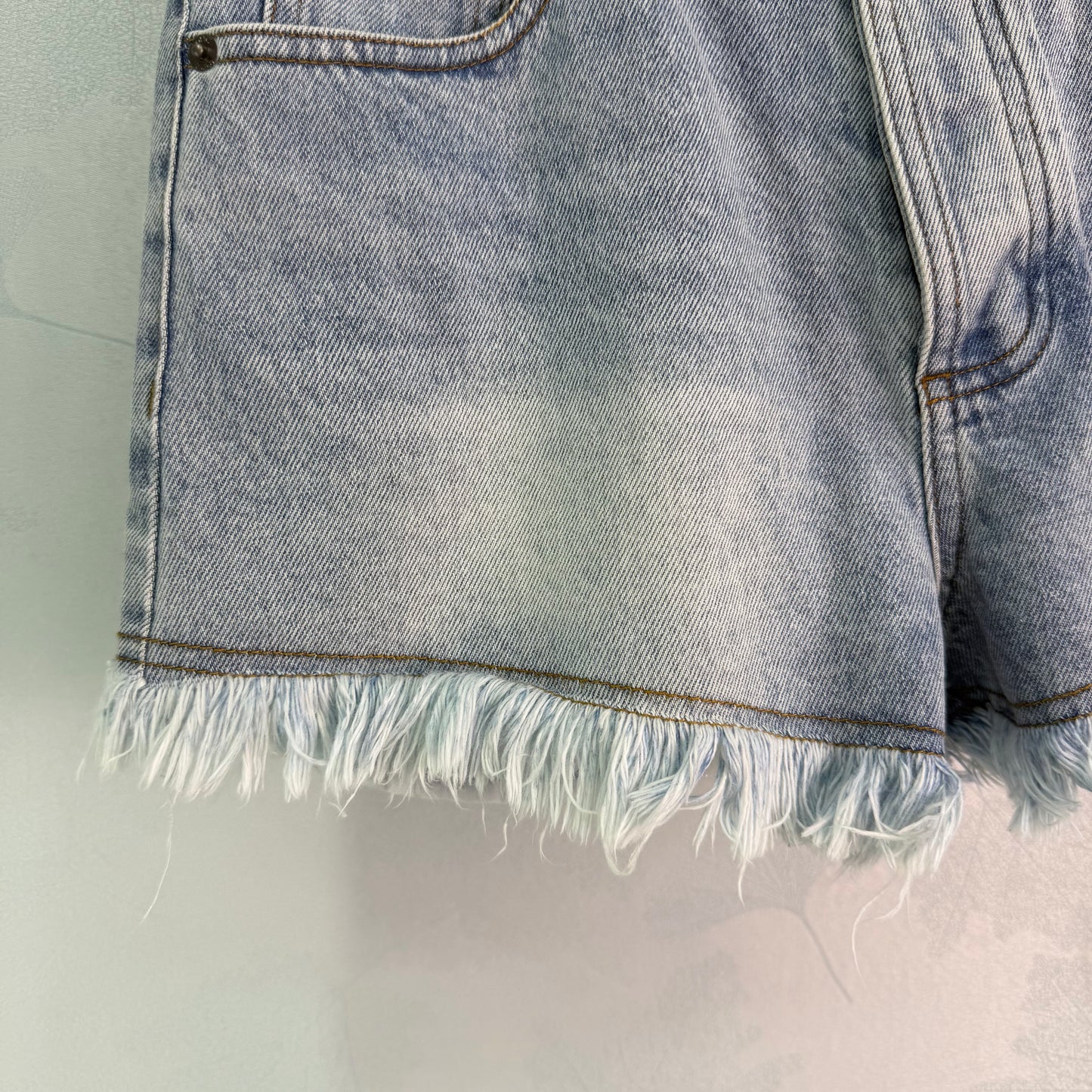 26SS NEW light blue washed denim shorts