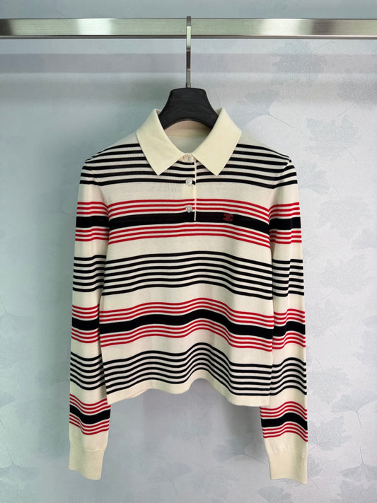 26SS NEW striped knitted polo shirt