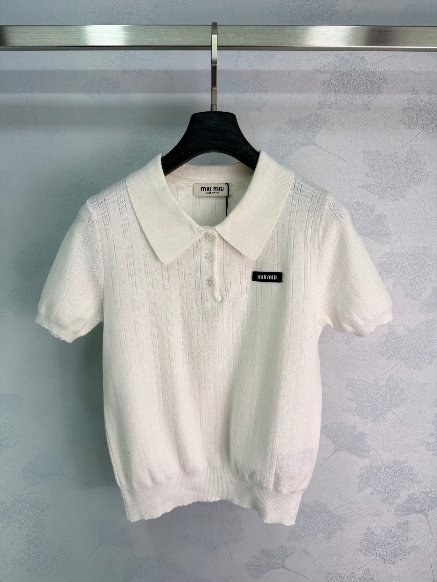 26SS NEW White Knitted Polo Shirt