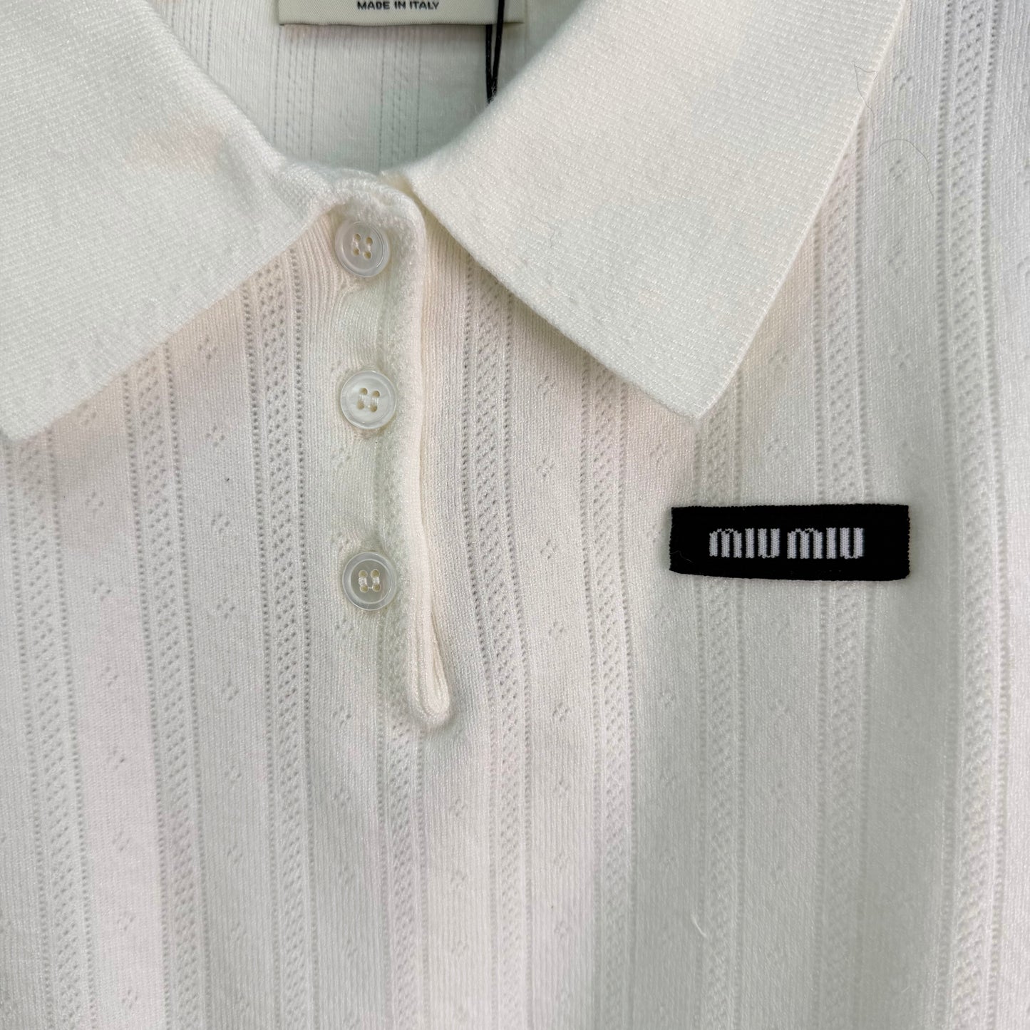 26SS NEW White Knitted Polo Shirt