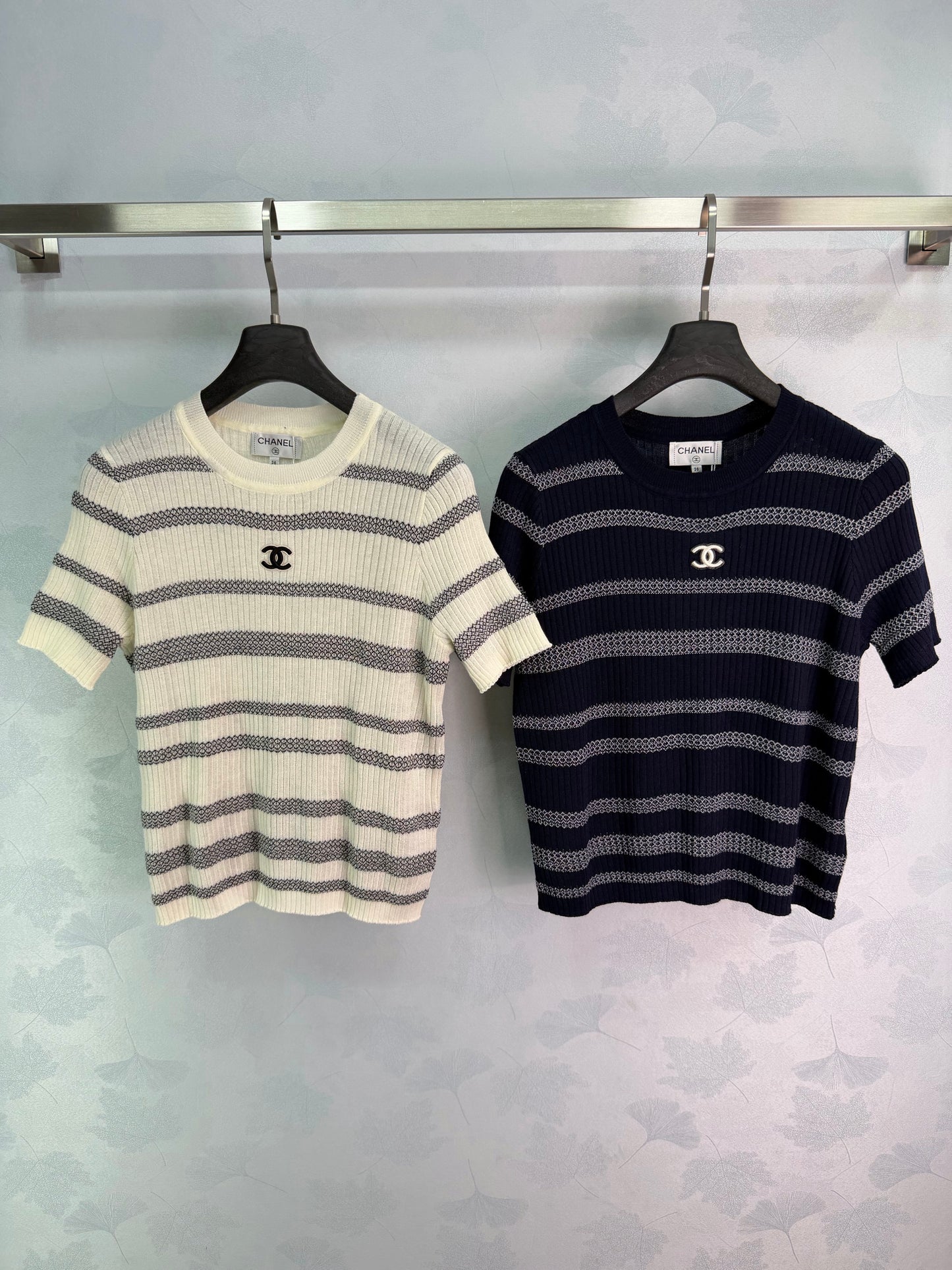 26SS NEW striped knitted short sleeved shirt