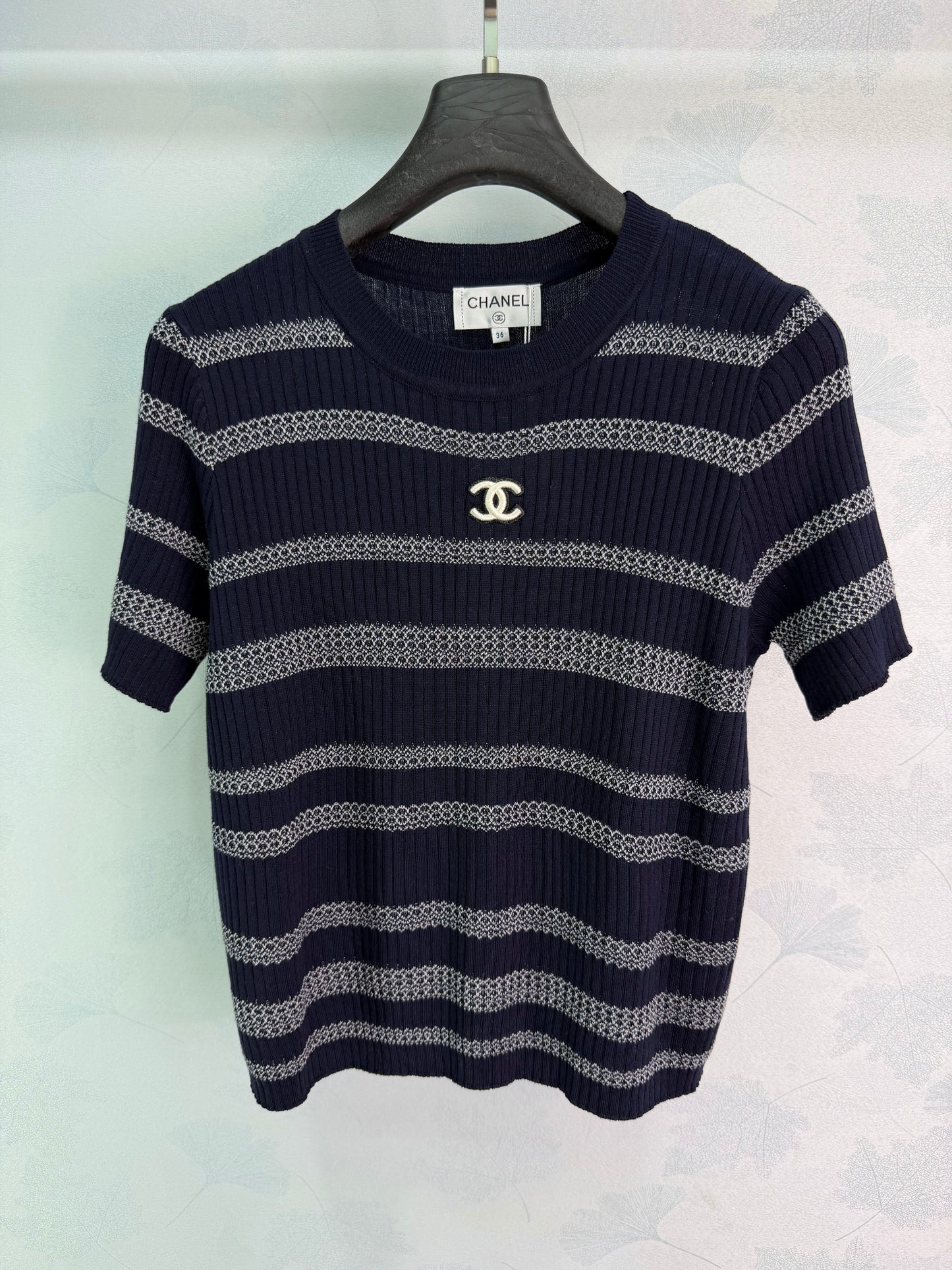 26SS NEW striped knitted short sleeved shirt