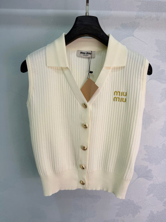 26SS NEW Knitted Polo Tank Top