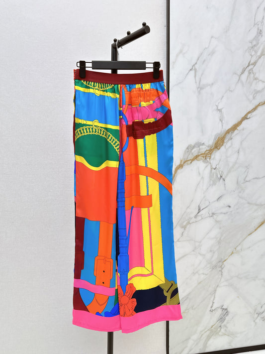 26SS NEW printed silk trousers