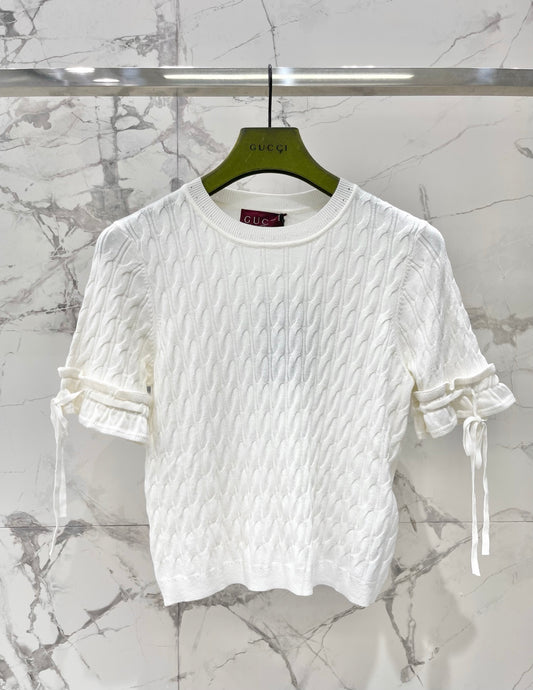 26SS NEW drawstring crew neck sweater short sleeves