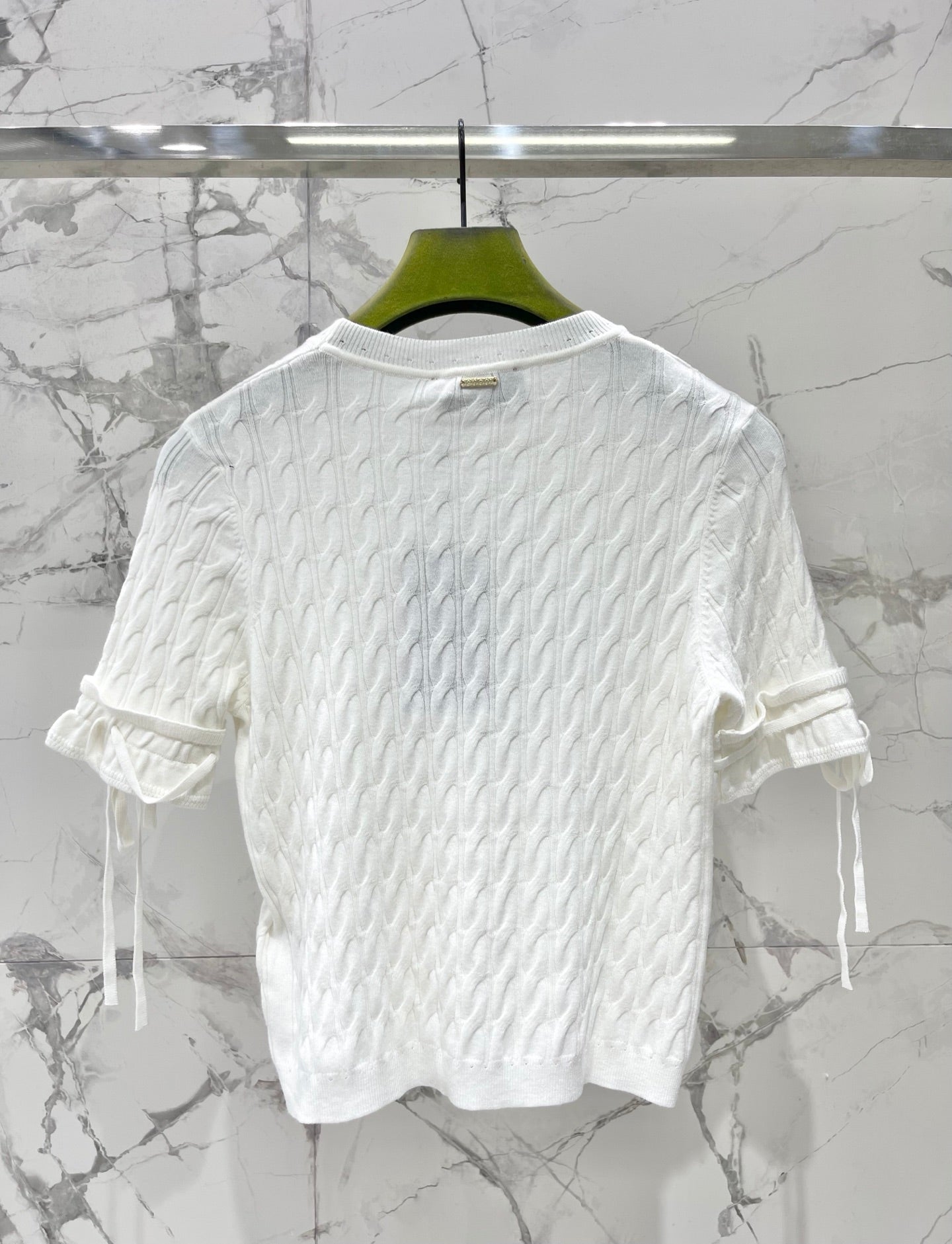 26SS NEUER Rundhalspullover mit Kordelzug und kurzen Ärmeln