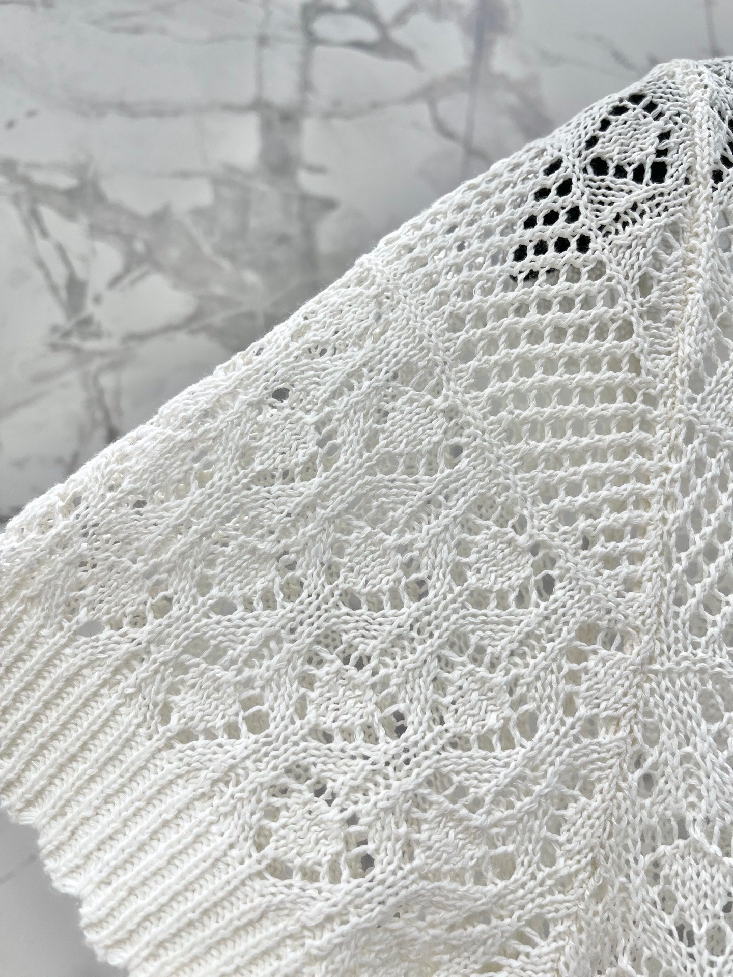 26SS NEUER französischer Revers-Hohlstrickpullover mit kurzen Ärmeln