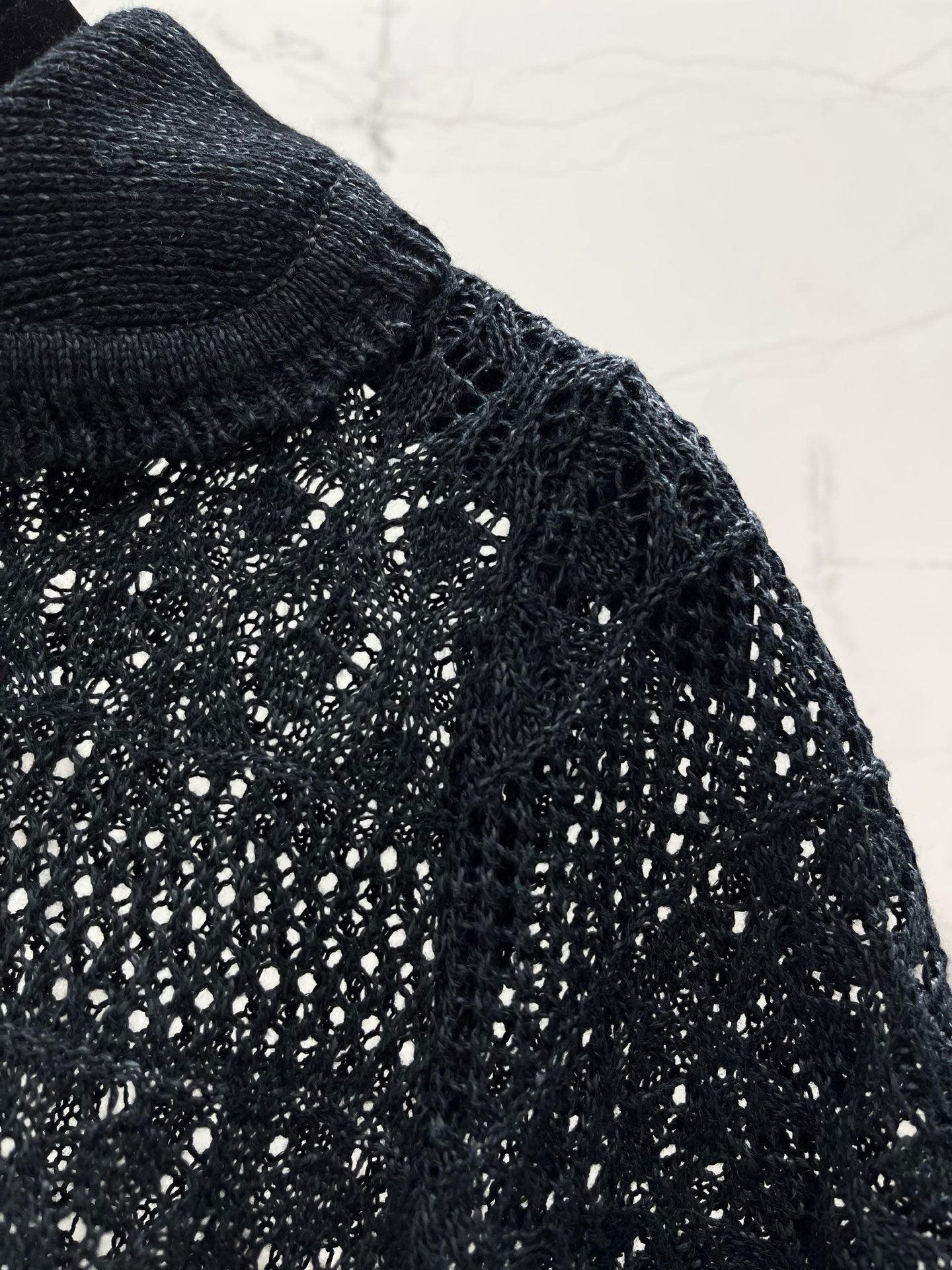 26SS NEUER französischer Revers-Hohlstrickpullover mit kurzen Ärmeln
