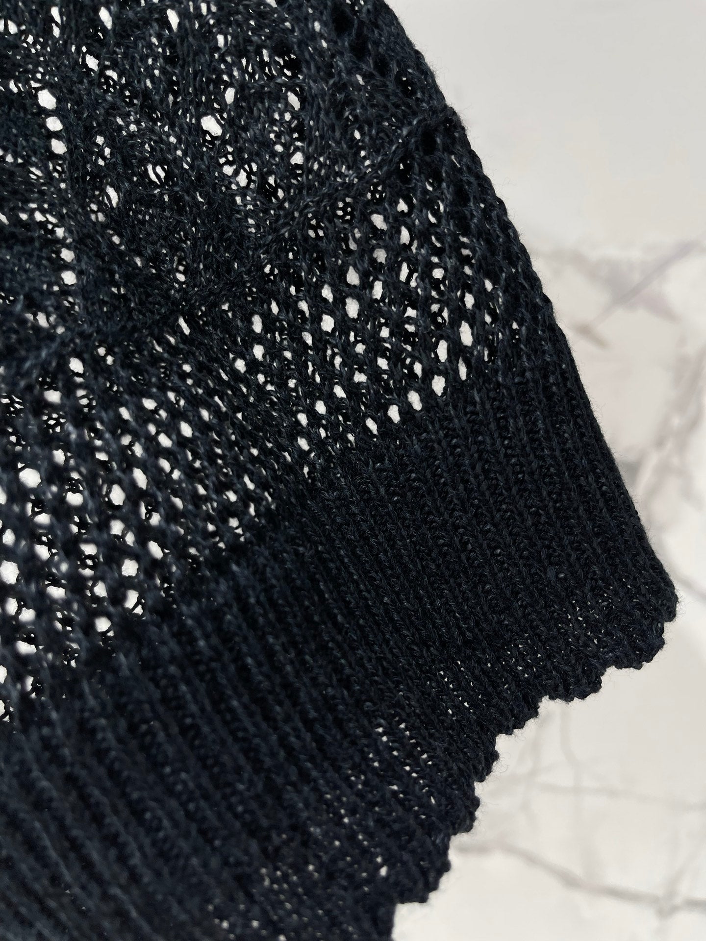 26SS NEUER französischer Revers-Hohlstrickpullover mit kurzen Ärmeln