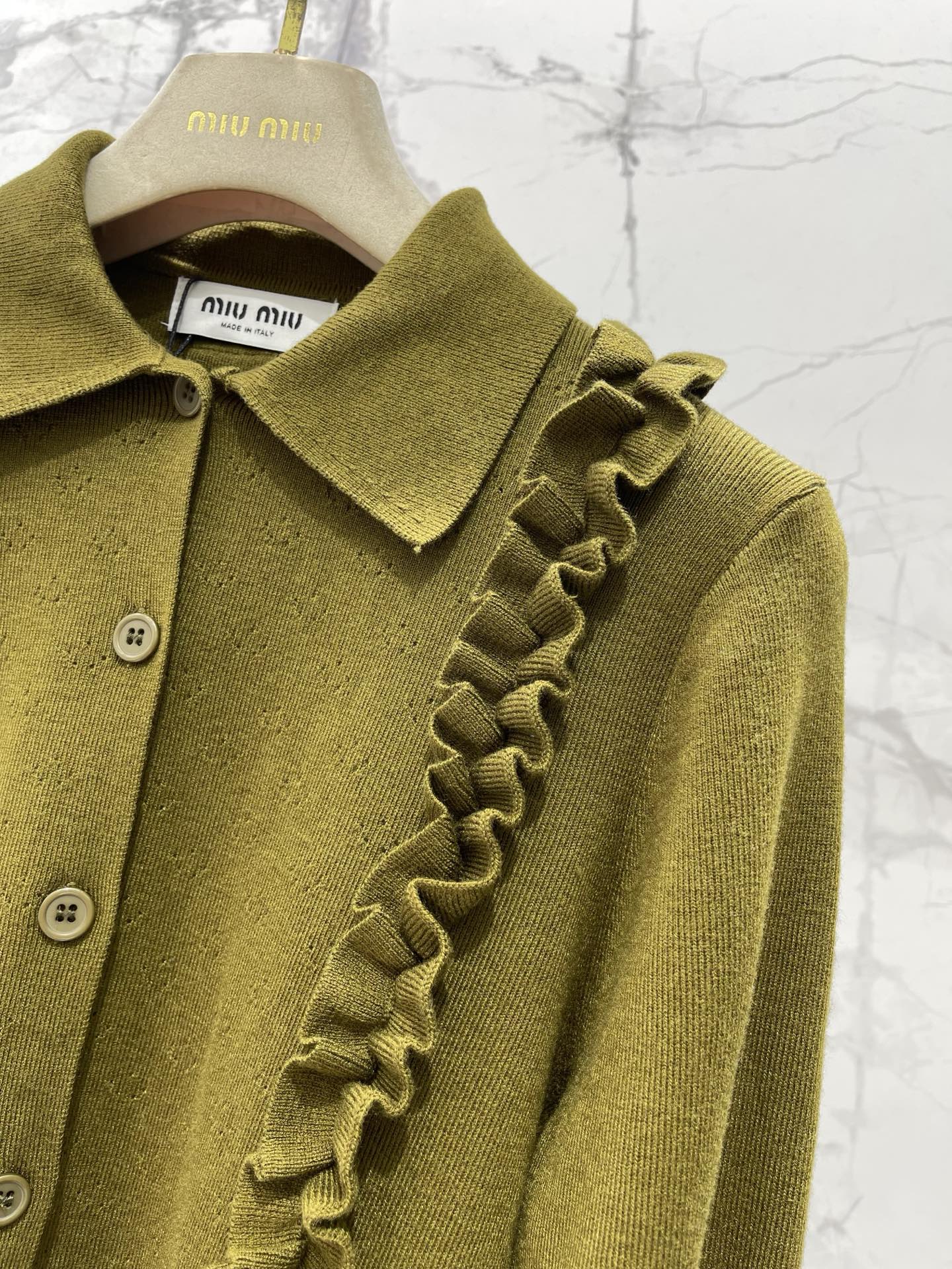 26SS NEW Letter logo embroidered layered fungus knitted cardigan