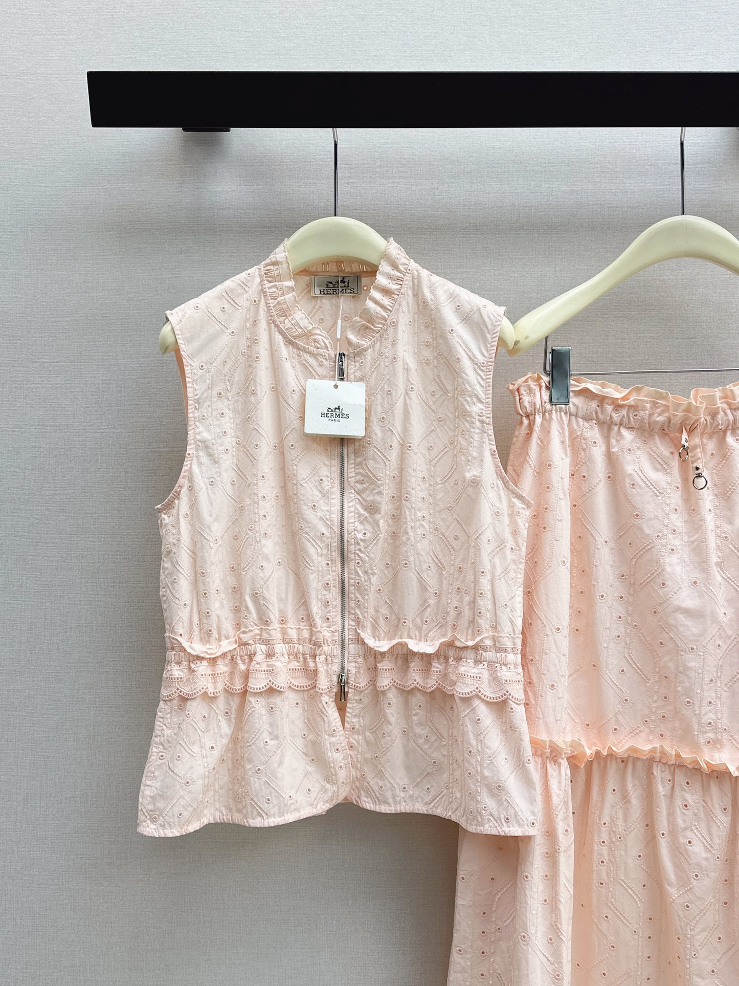 26SS NEW Gentle French style heavy industry hollow embroidery suit