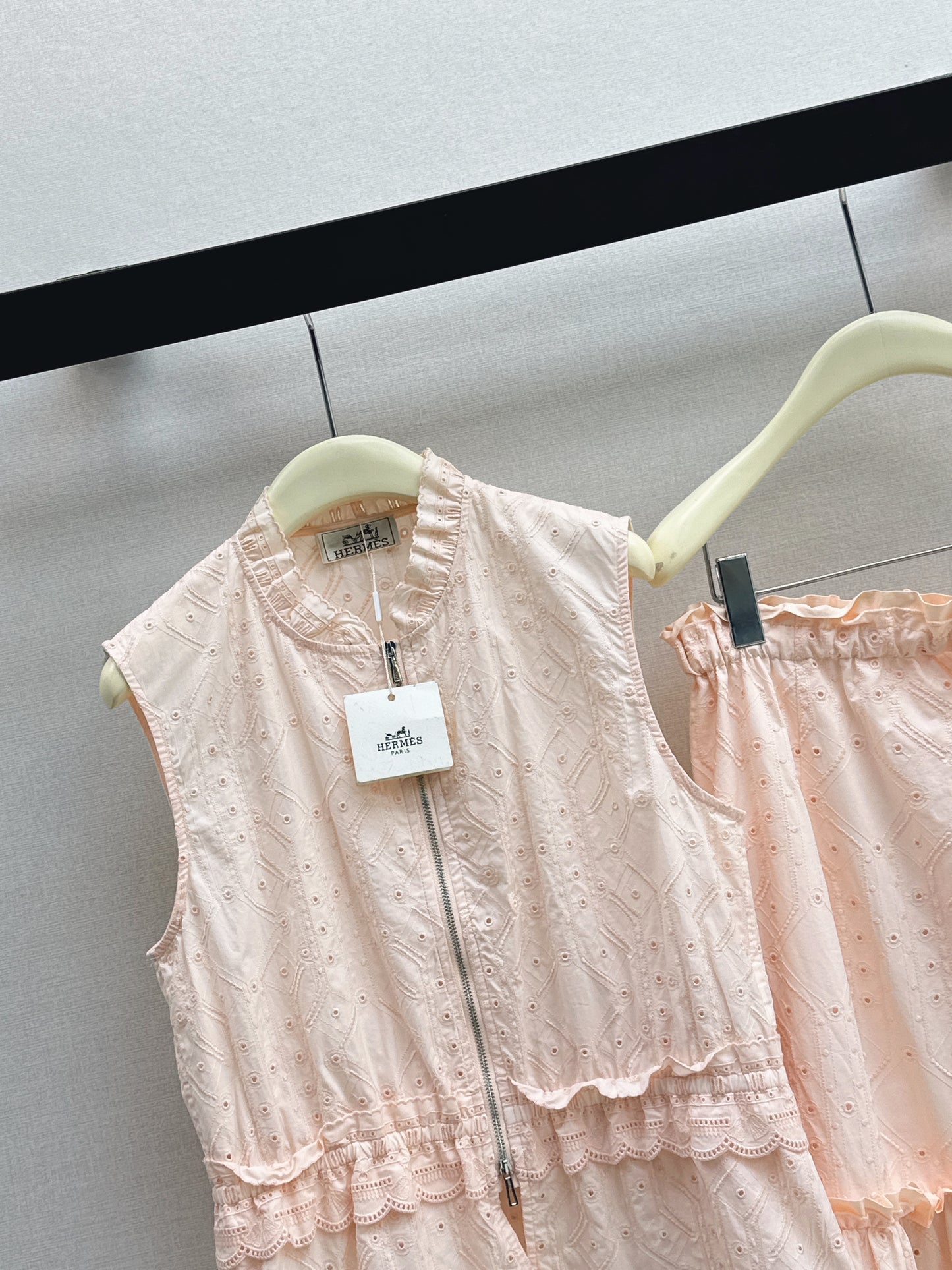 26SS NEW Gentle French style heavy industry hollow embroidery suit