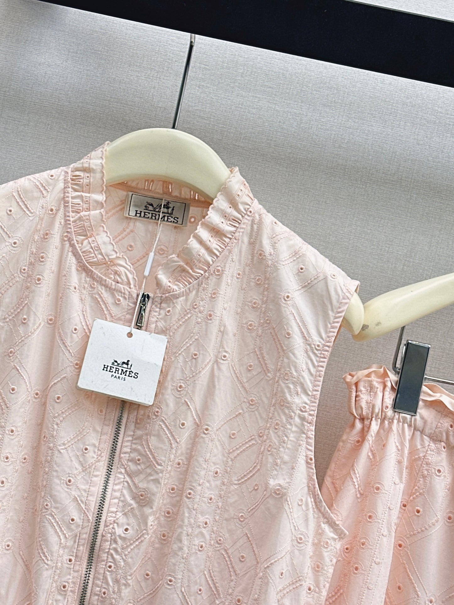 26SS NEW Gentle French style heavy industry hollow embroidery suit