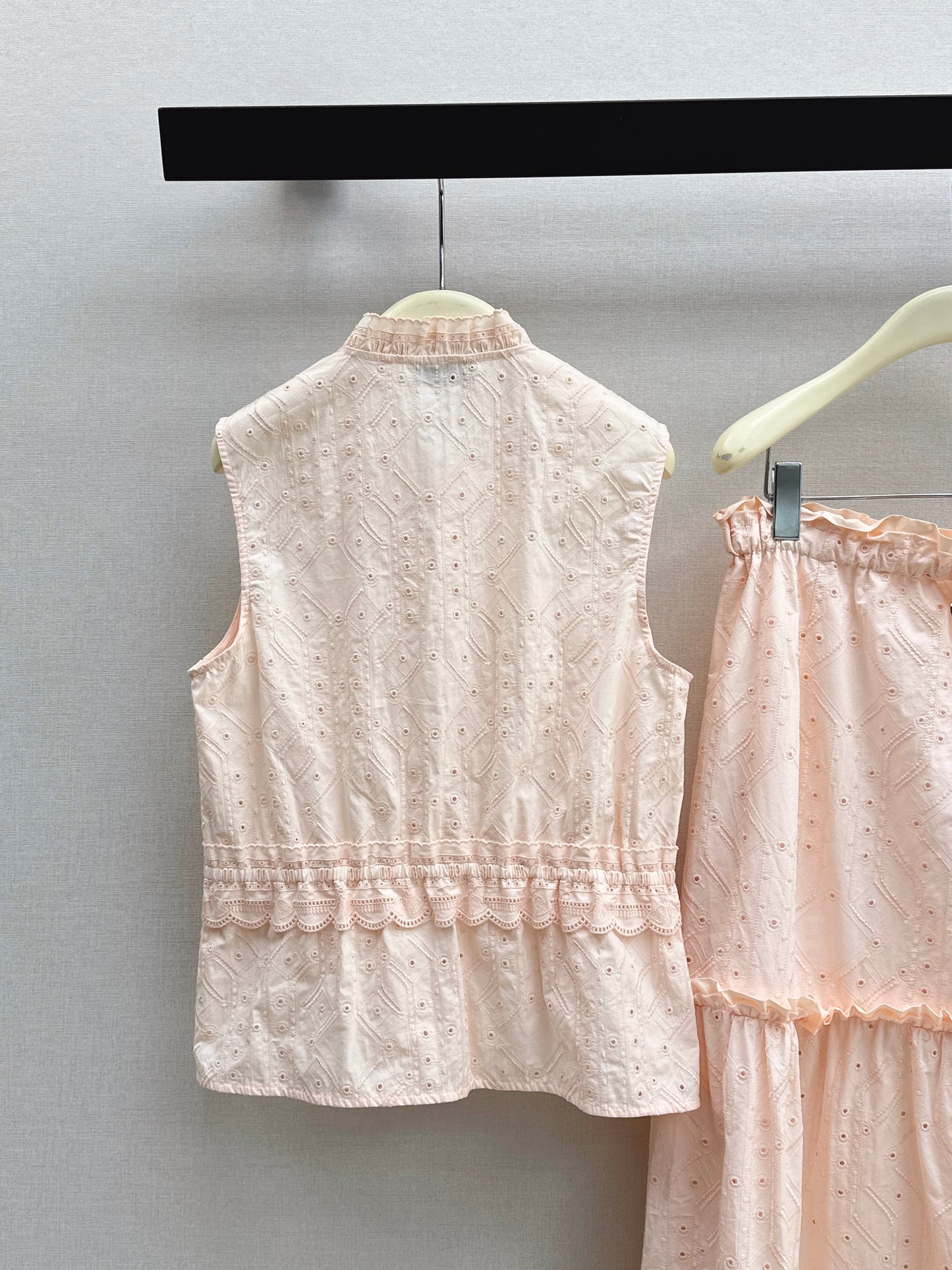 26SS NEW Gentle French style heavy industry hollow embroidery suit