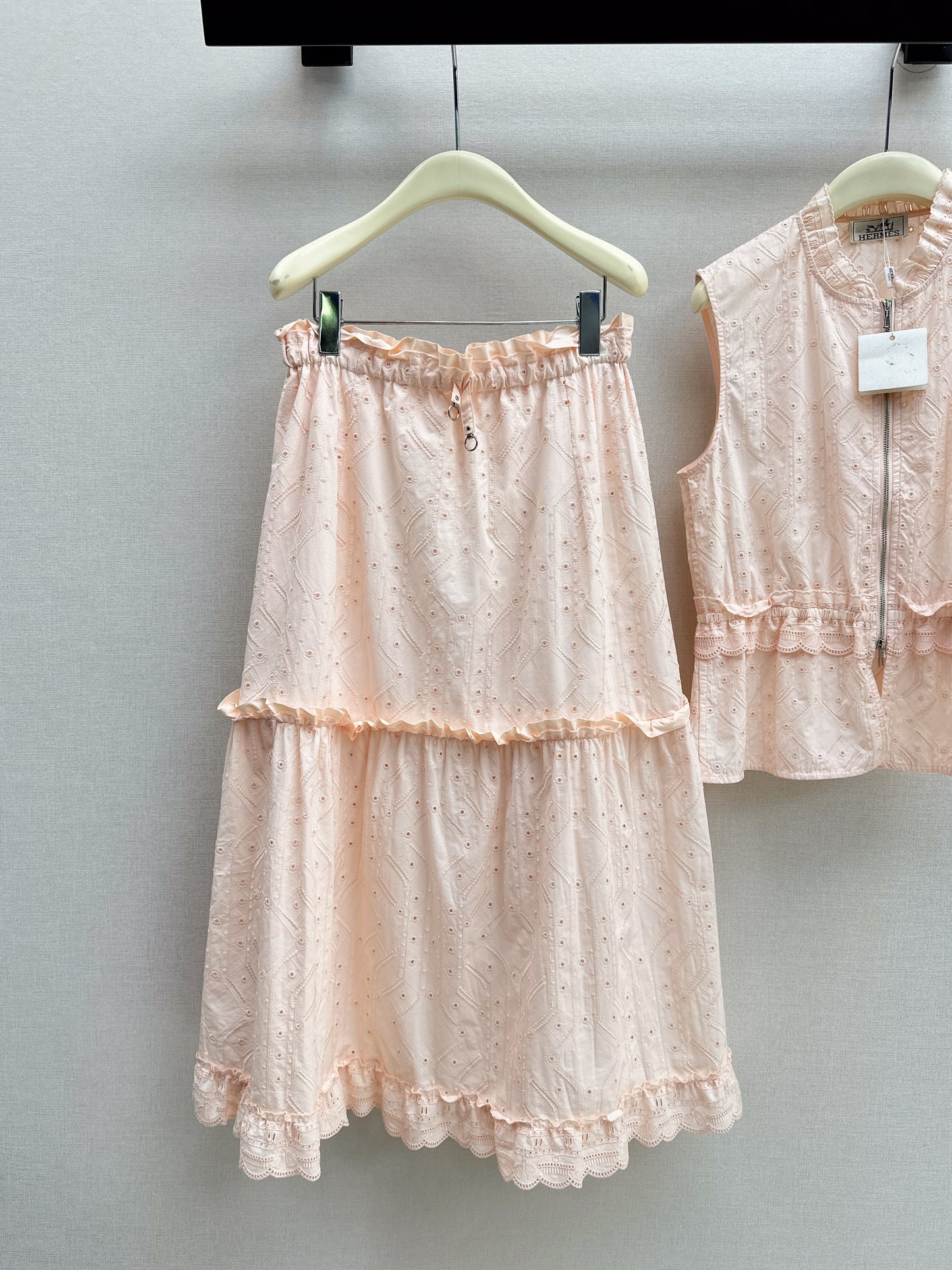26SS NEW Gentle French style heavy industry hollow embroidery suit