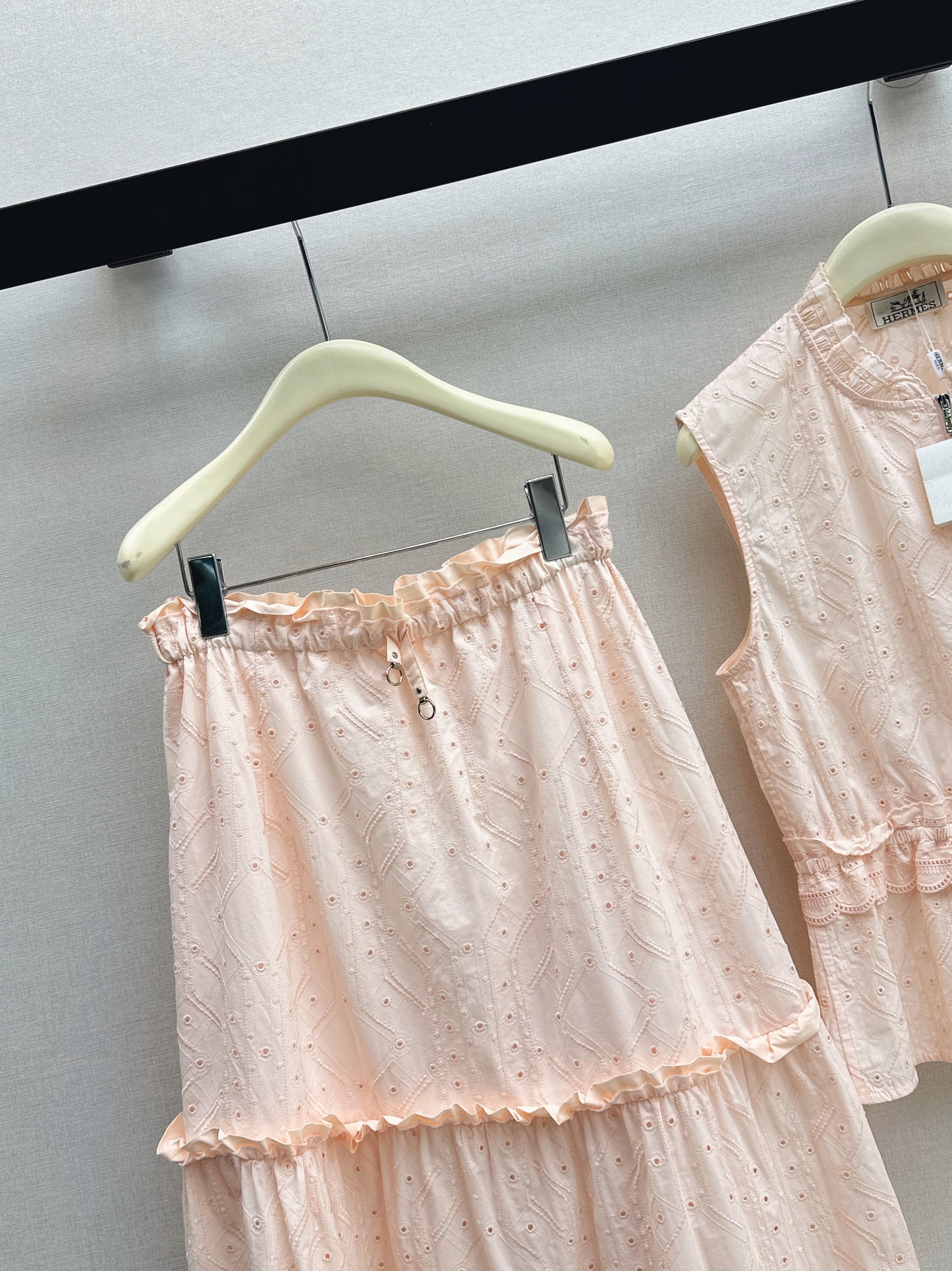 26SS NEW Gentle French style heavy industry hollow embroidery suit