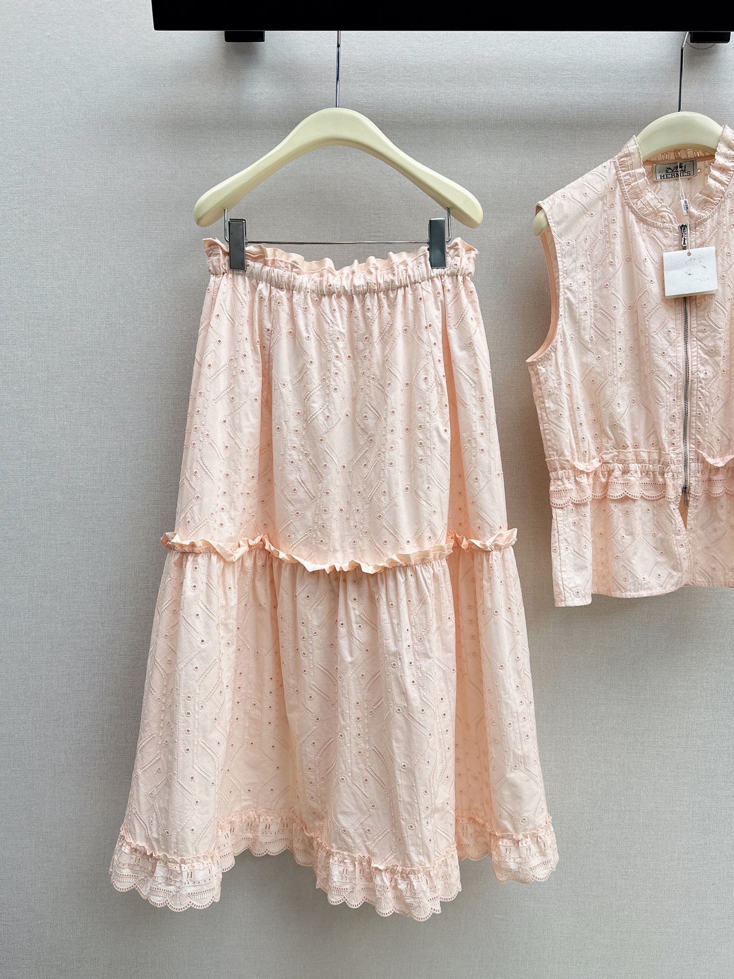26SS NEW Gentle French style heavy industry hollow embroidery suit