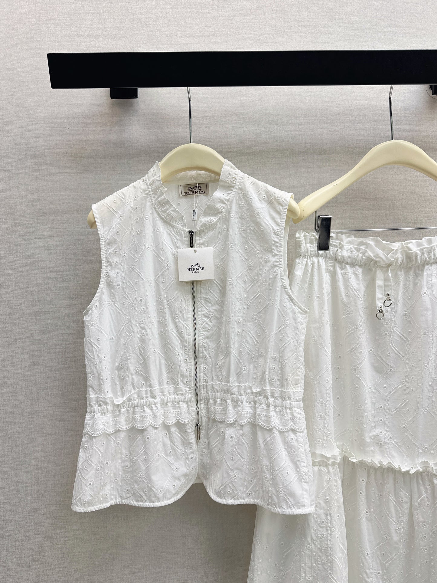 26SS NEW Gentle French style heavy industry hollow embroidery suit