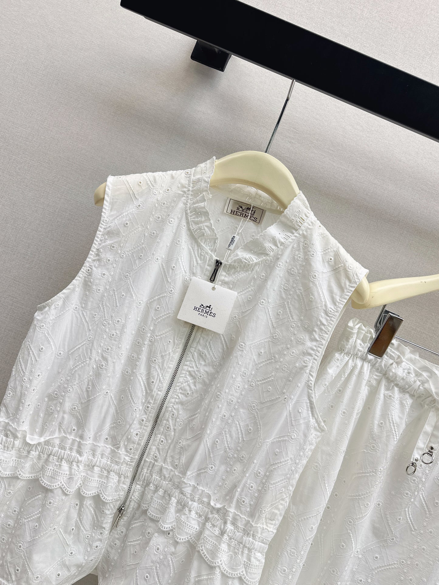 26SS NEW Gentle French style heavy industry hollow embroidery suit