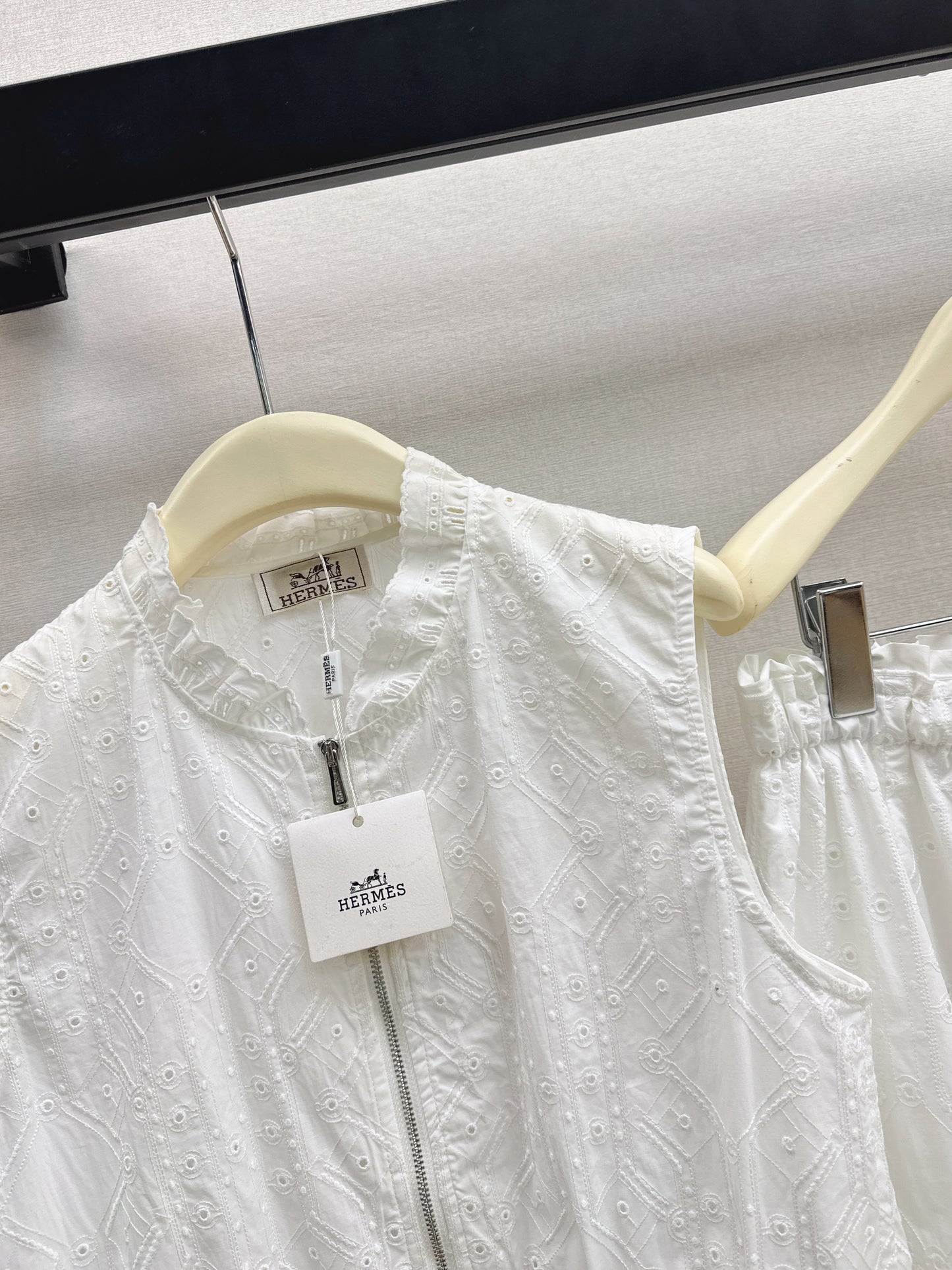 26SS NEW Gentle French style heavy industry hollow embroidery suit