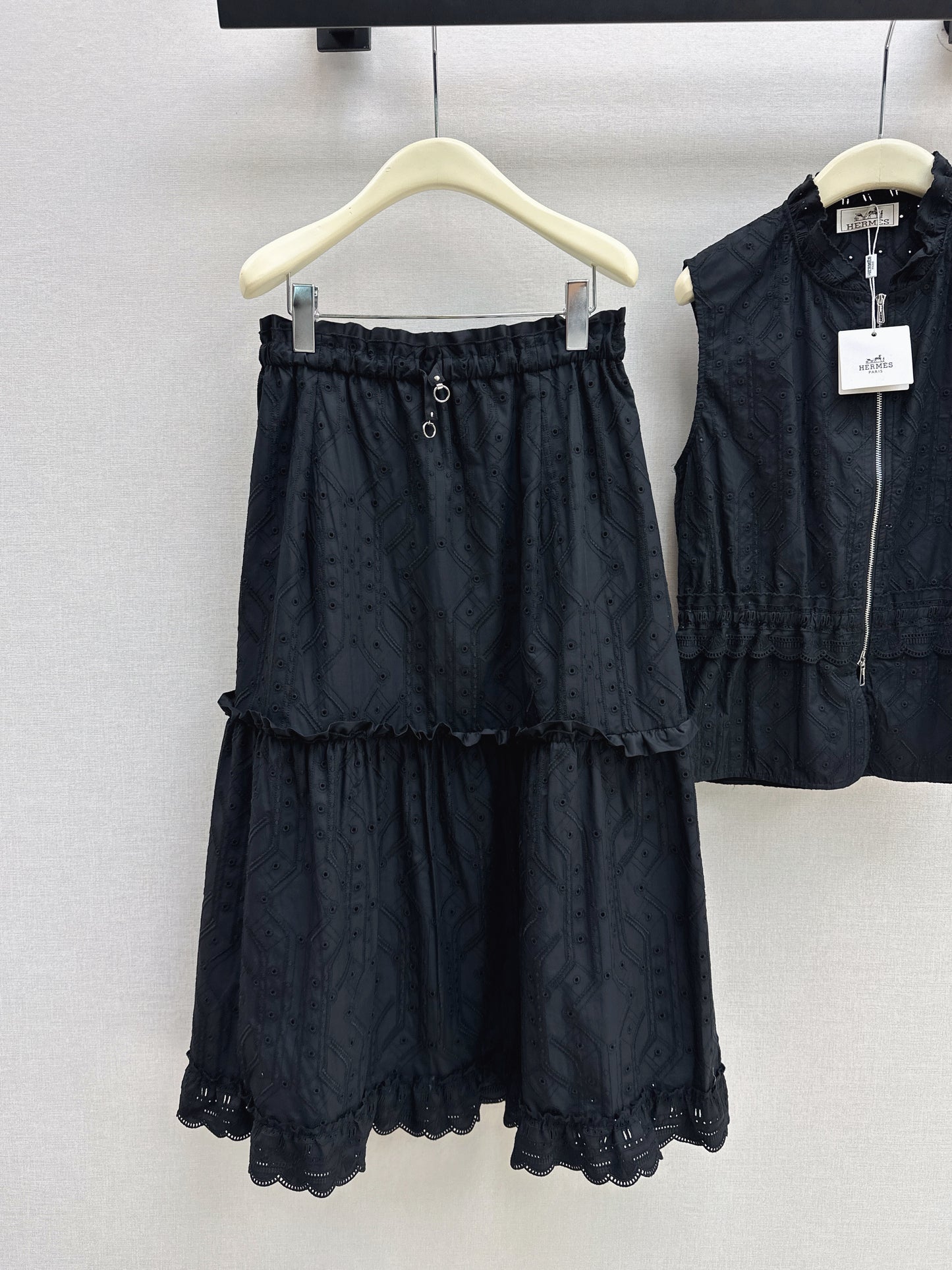 26SS NEW Gentle French style heavy industry hollow embroidery suit